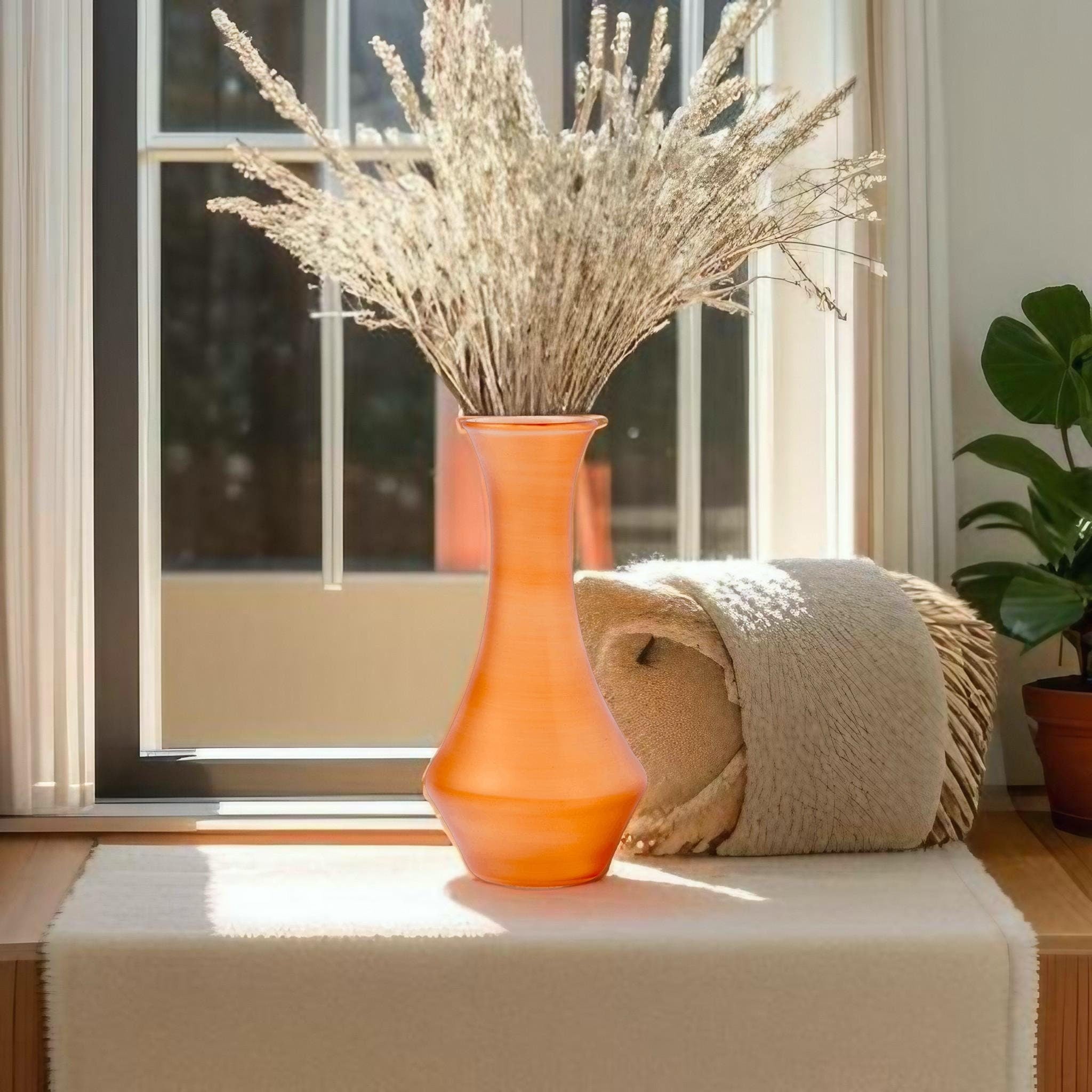 Vintage Art Deco Glass Vase - Handblown Colored Glassware - Unique Flower Vase for Stylish Home Deco