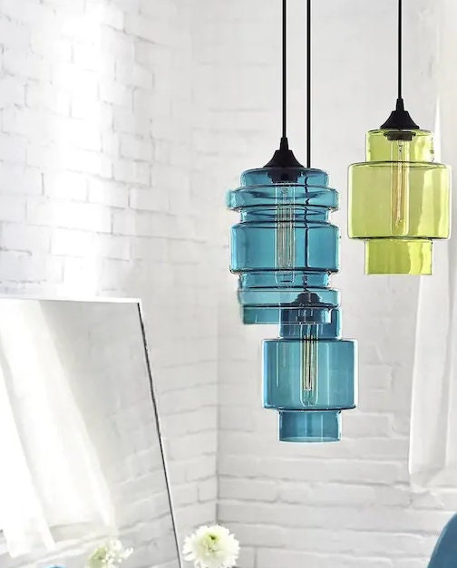 Pendant Lights for Kitchen Island ,Glass Pendant Light Kitchen Décor, Personalized Elegance for Dining Room, HandBlown Glass Lighting