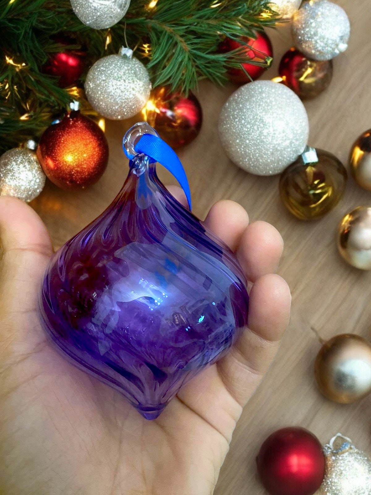 Christmas Tree Decorations Purple- Whimsical Tree Ornaments - Unique Hanging Decor - Sparkling Festive Accents"