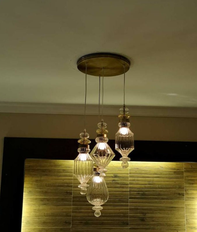 blown glass  pendant light, Unique light fixture, Kitchen décor, Ceiling light, Home décor modern, Light pendants, Dining room  Hanging lamp