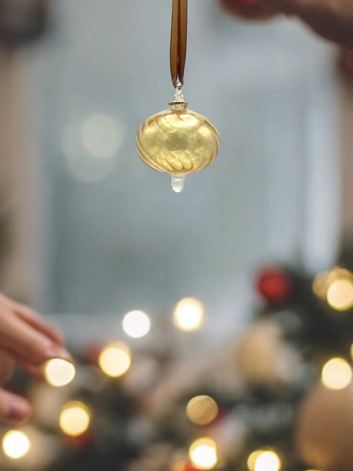 Festive Gold Christmas Ornaments - Hanging Decorations for Tree Topper - Cute Holiday Decor 2024