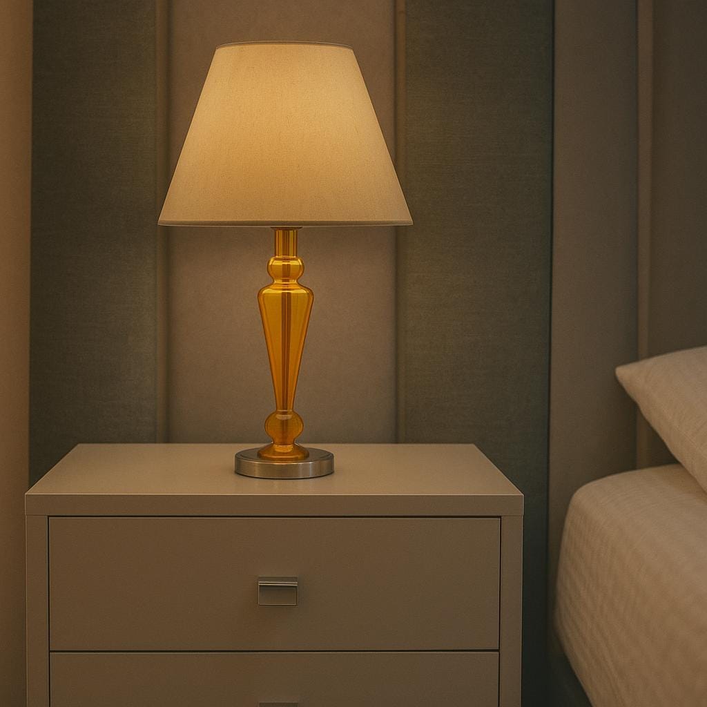 Handblown Glass Table Lamp – Modern Colored Accent Lighting – Unique Bedside Lamp – Custom Designs, 6 Colors – Home Office Decor