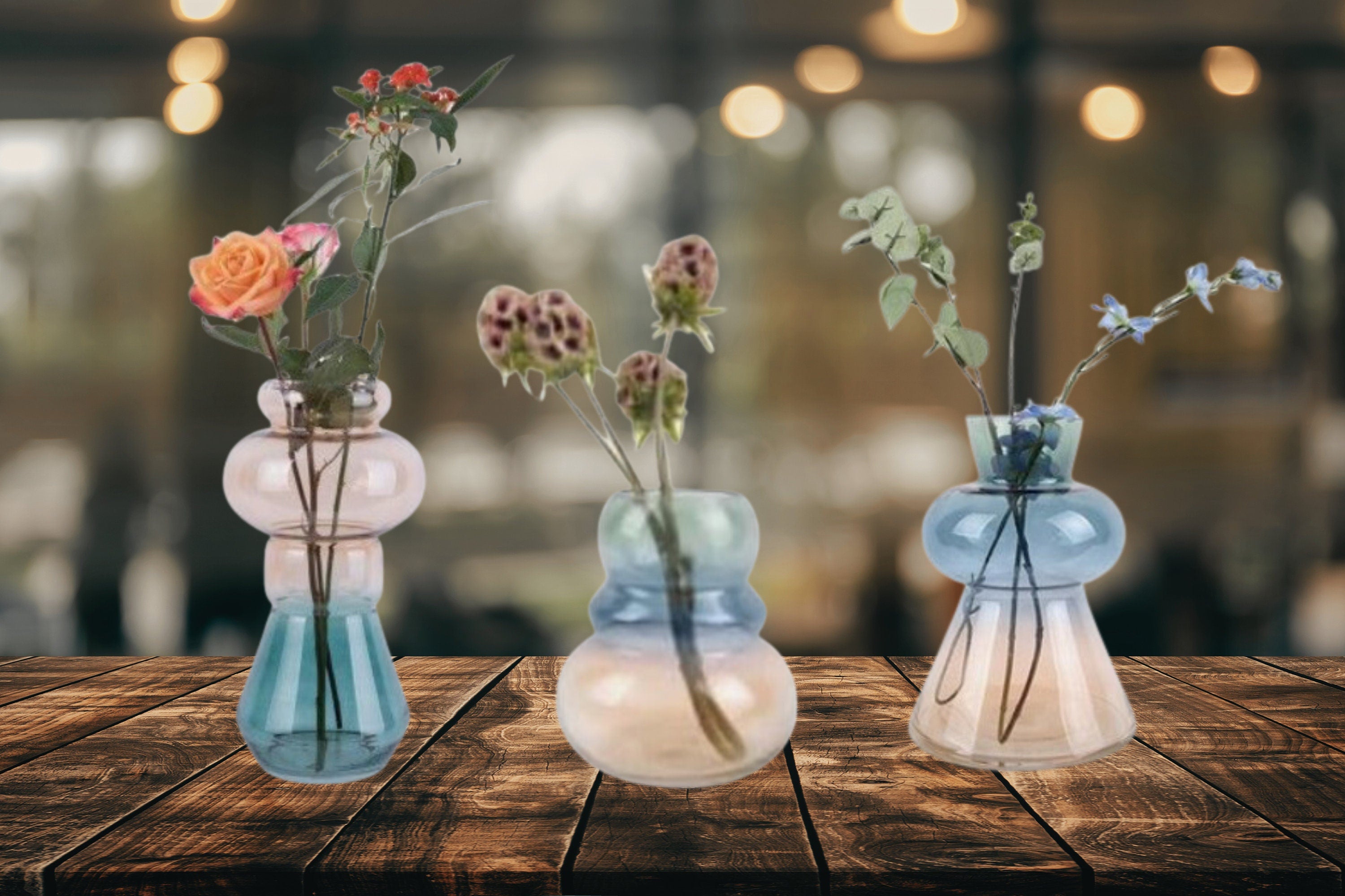 Glass Vases for Stylish Flower Arrangements and Interior Decor Nordic Elegance: multicolor Trio of Artistic  made with love