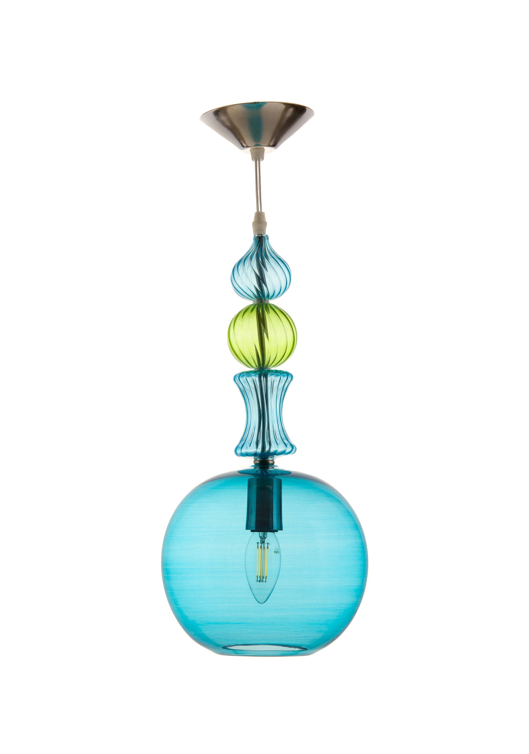 Artful Blown Glass Pendant Light - Luxury Kitchen & Dining Room Fixture - Unique Ceiling Lamp-Premium Handblown Glass Pendant Light
