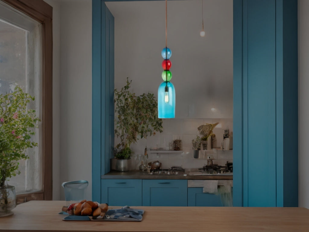 Exclusive Blown Glass Pendant Light - Trendy Kitchen & Home Decor Fixture - Dining Room Ceiling Lamp-Custom Blown Glass Pendant Light