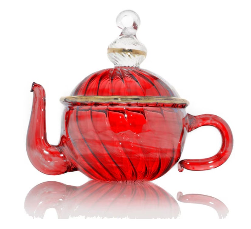 Christmas Ornaments Teapot Shaped Glass - Christmas Tree Decorations - Hanging Glass Ornaments for Holiday - Hand Blown Ribbed Glass 2024