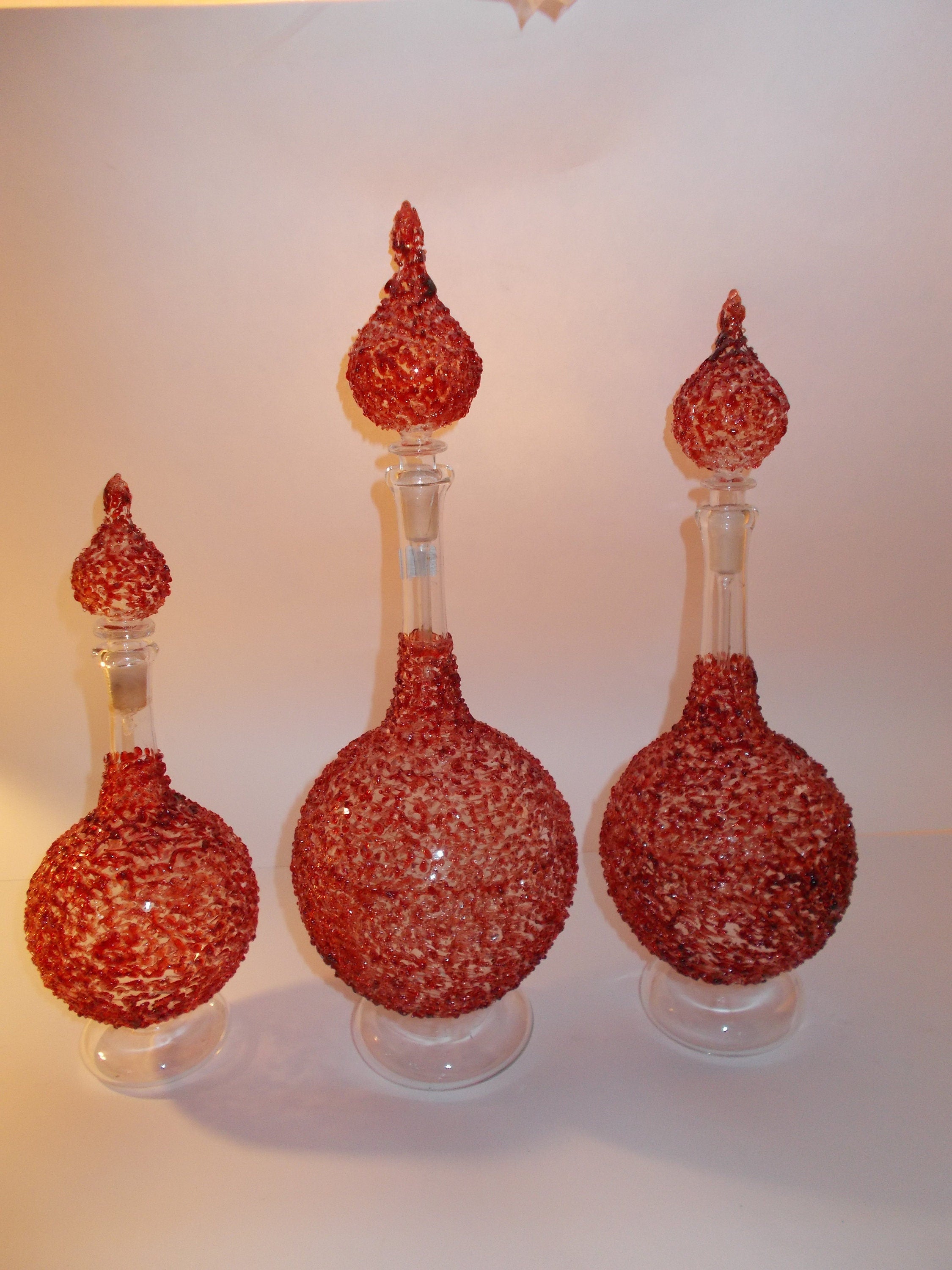 Arabic SPHERE Red GLASS VASE Set of 3