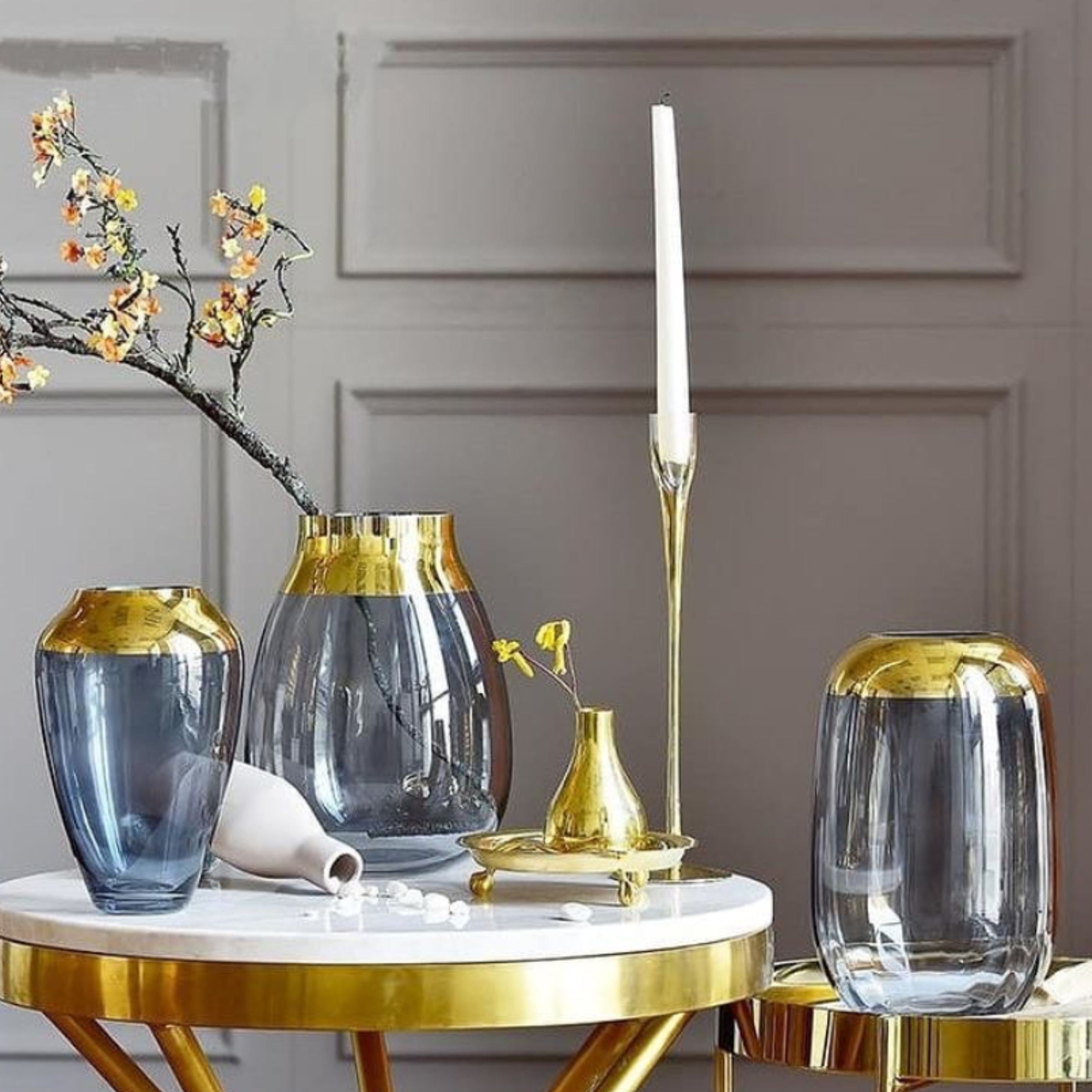 Set of 3  Art Deco Vases Exquisite Hand-Blown Glassware for Vintage Charm and Vibrant Floral Displays made with love