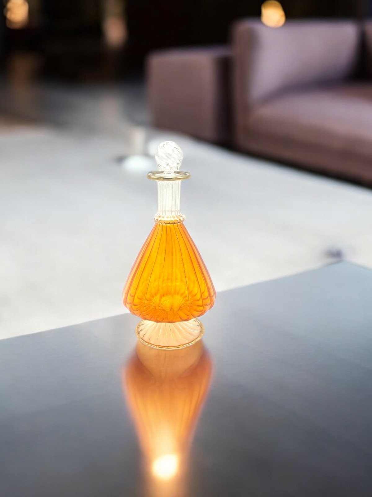 Elegant Handmade Glass Art Decanter - Personalized Sculpted Fragrance Bottle with Stopper