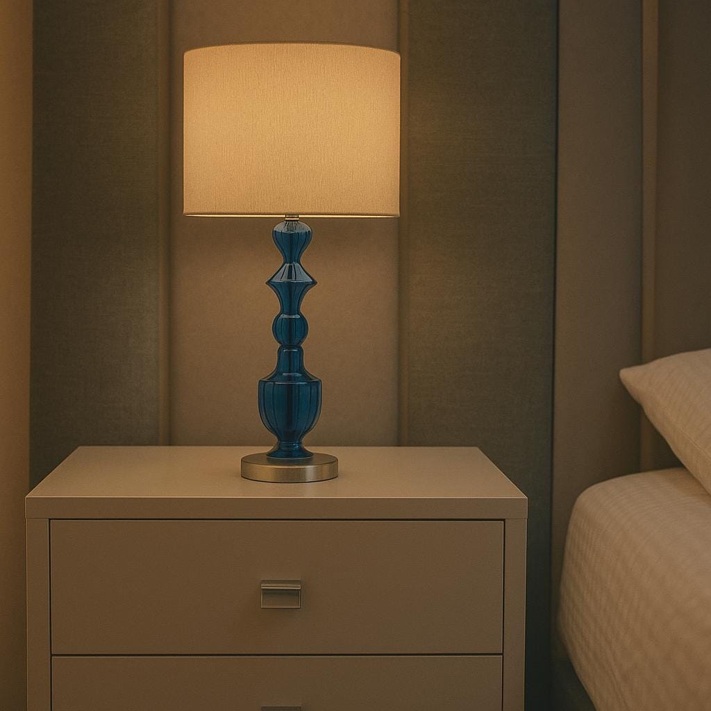 Handblown Glass Table Lamp – Modern Colored Accent Lighting – Unique Bedside Lamp – Custom Designs, 6 Colors – Home Office Decor