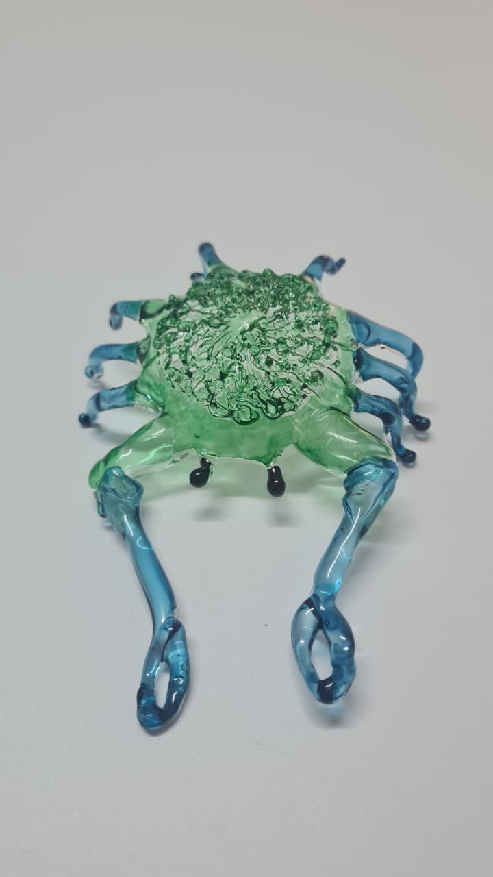 Artisan Crafted Handblown Glass Crab Christmas Ornament - Coastal Crab Holiday Decor - Unique Gift Idea - Glass Art Decoration