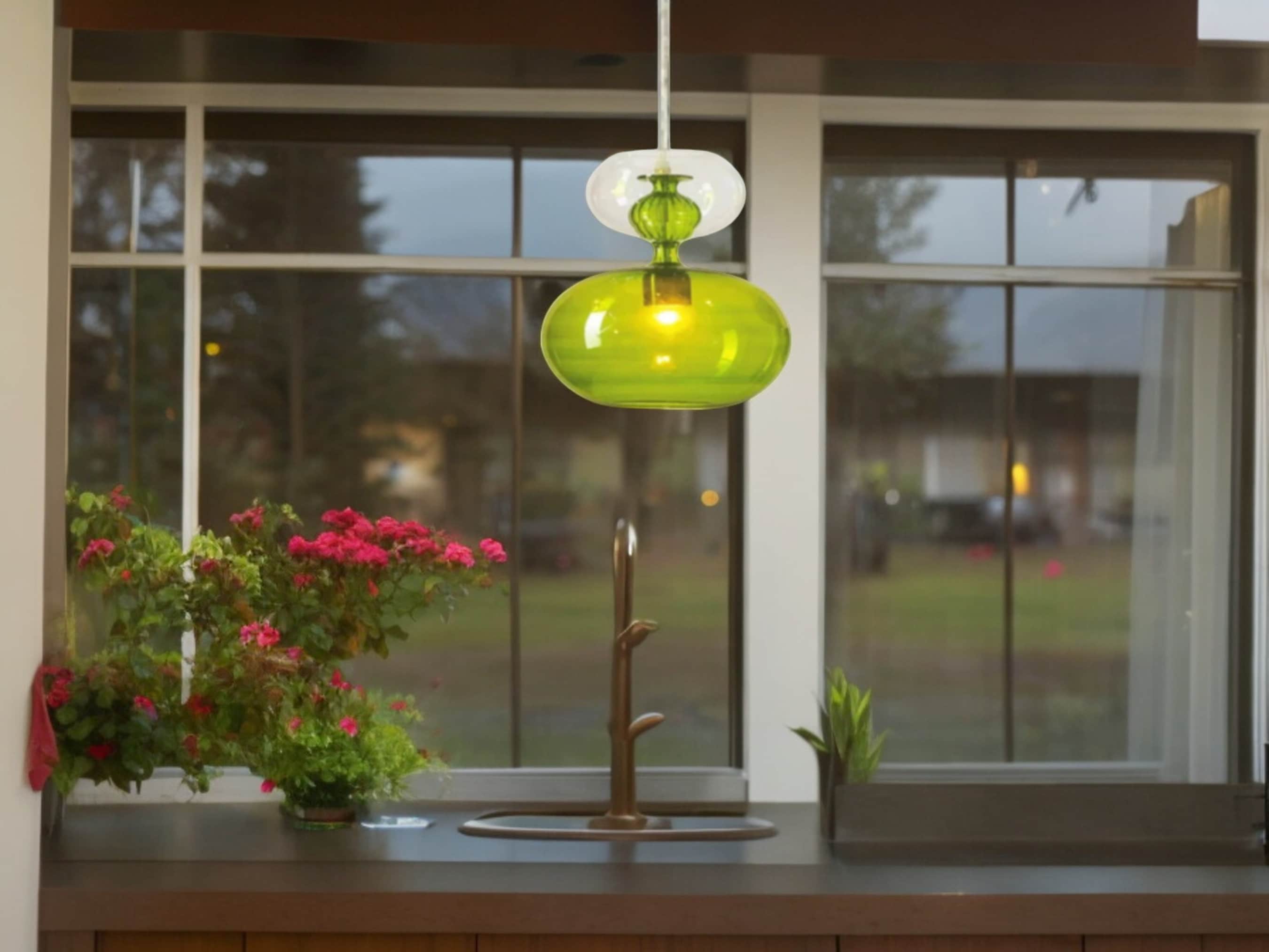 Artistic Blown Glass Pendant Light - Modern Kitchen light Fixture-Stylish Ceiling Decor- Ceiling light-Dining room Hanging lamp