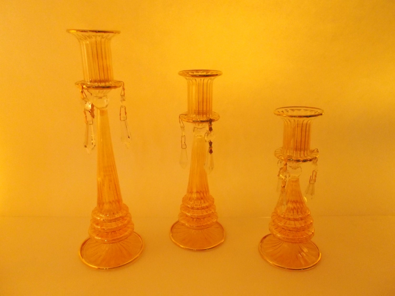 Romantic Handmade Candle holder with crystals Set of 3