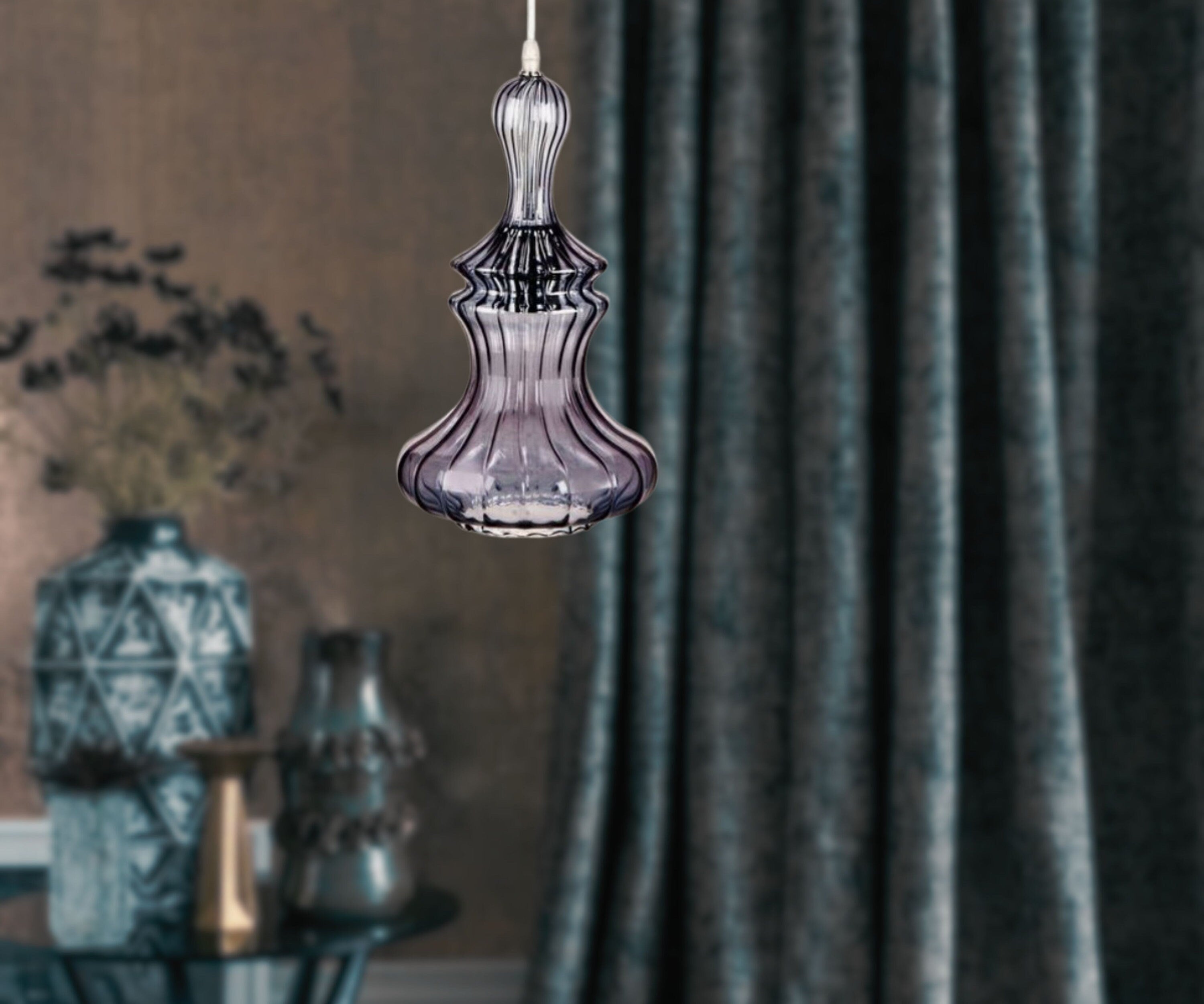 blown glass  pendant light, Unique light fixture, Kitchen décor, Ceiling light, Home décor modern, Light pendants, Dining room Hanging lamp