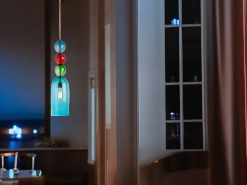 Exclusive Blown Glass Pendant Light - Trendy Kitchen & Home Decor Fixture - Dining Room Ceiling Lamp-Custom Blown Glass Pendant Light