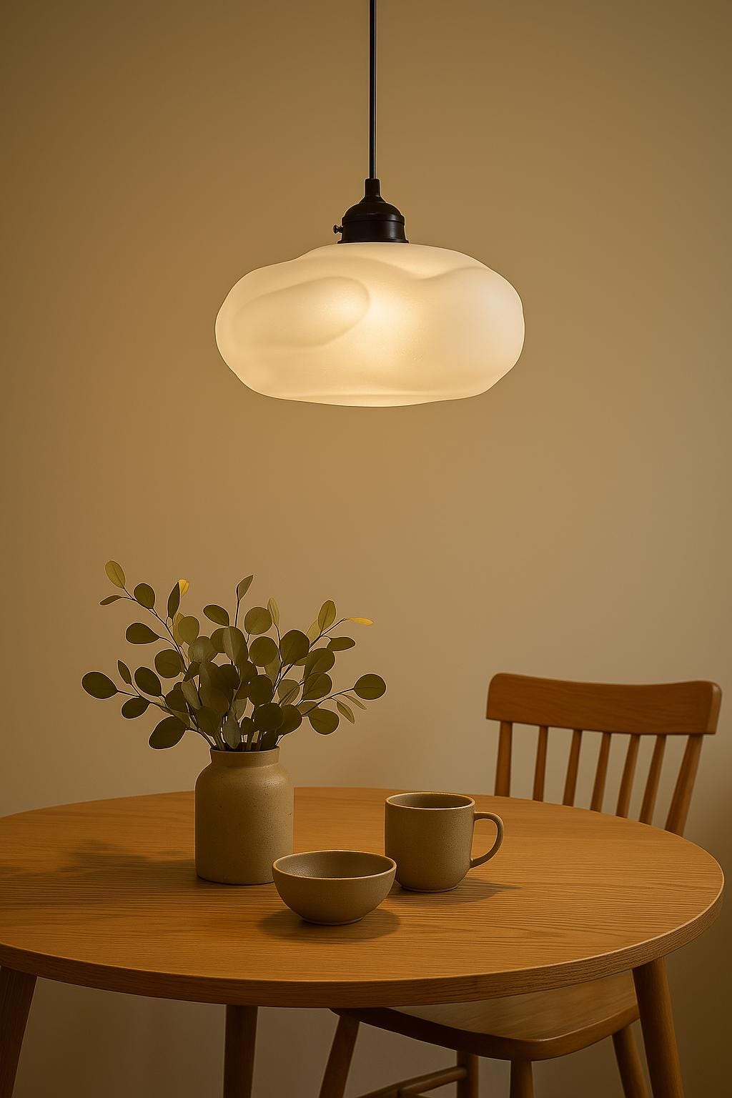 Frosted Glass Cloud Pendant Light – Sculptural Modern Ceiling Lamp – Soft White Minimalist Lighting for Dining, Kitchen or Entryway