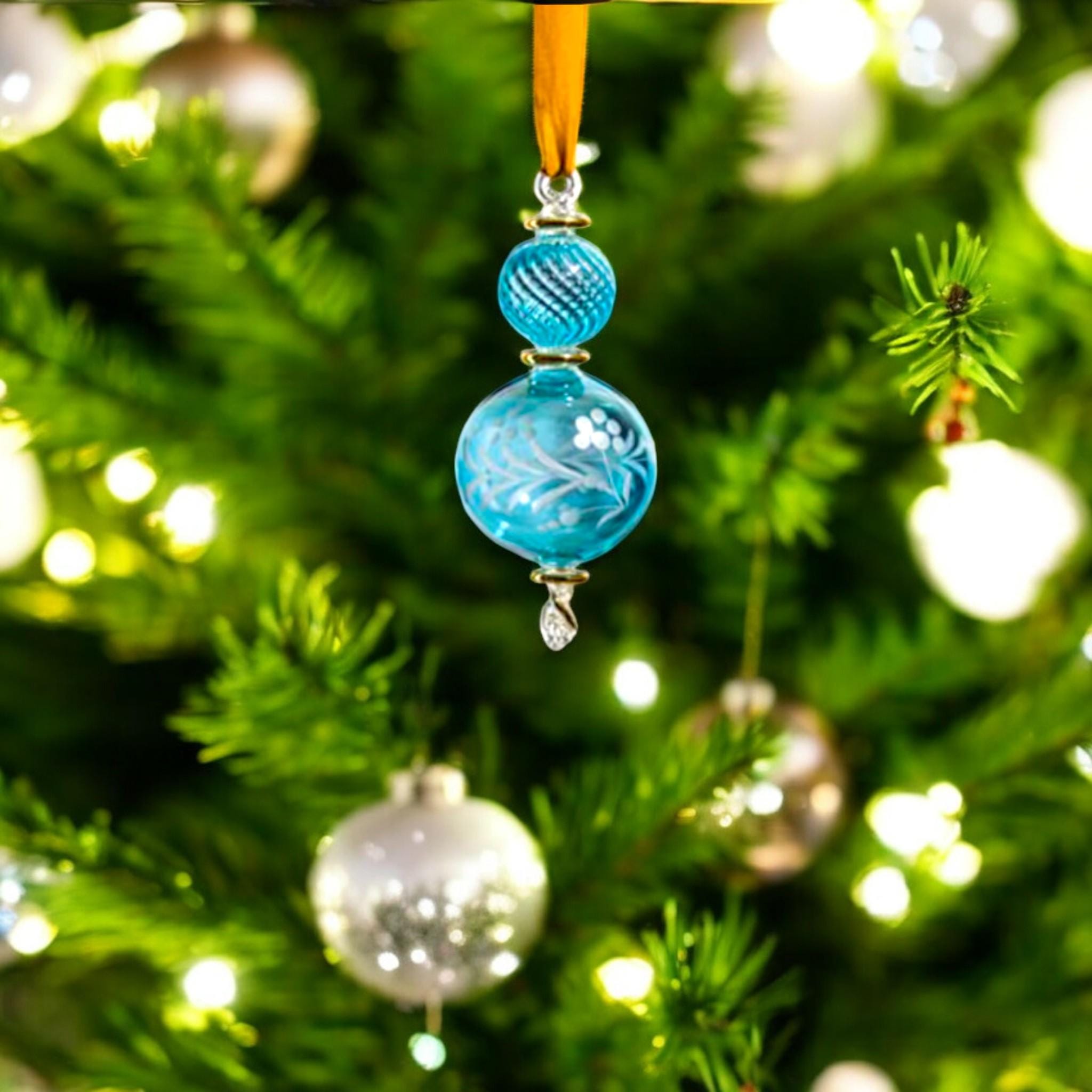 Christmas glass  Ball Ornaments- Adorable Hanging Decorative Xmas Balls for Christmas Tree Decorations Home-hanging ornament ocean blue 2023
