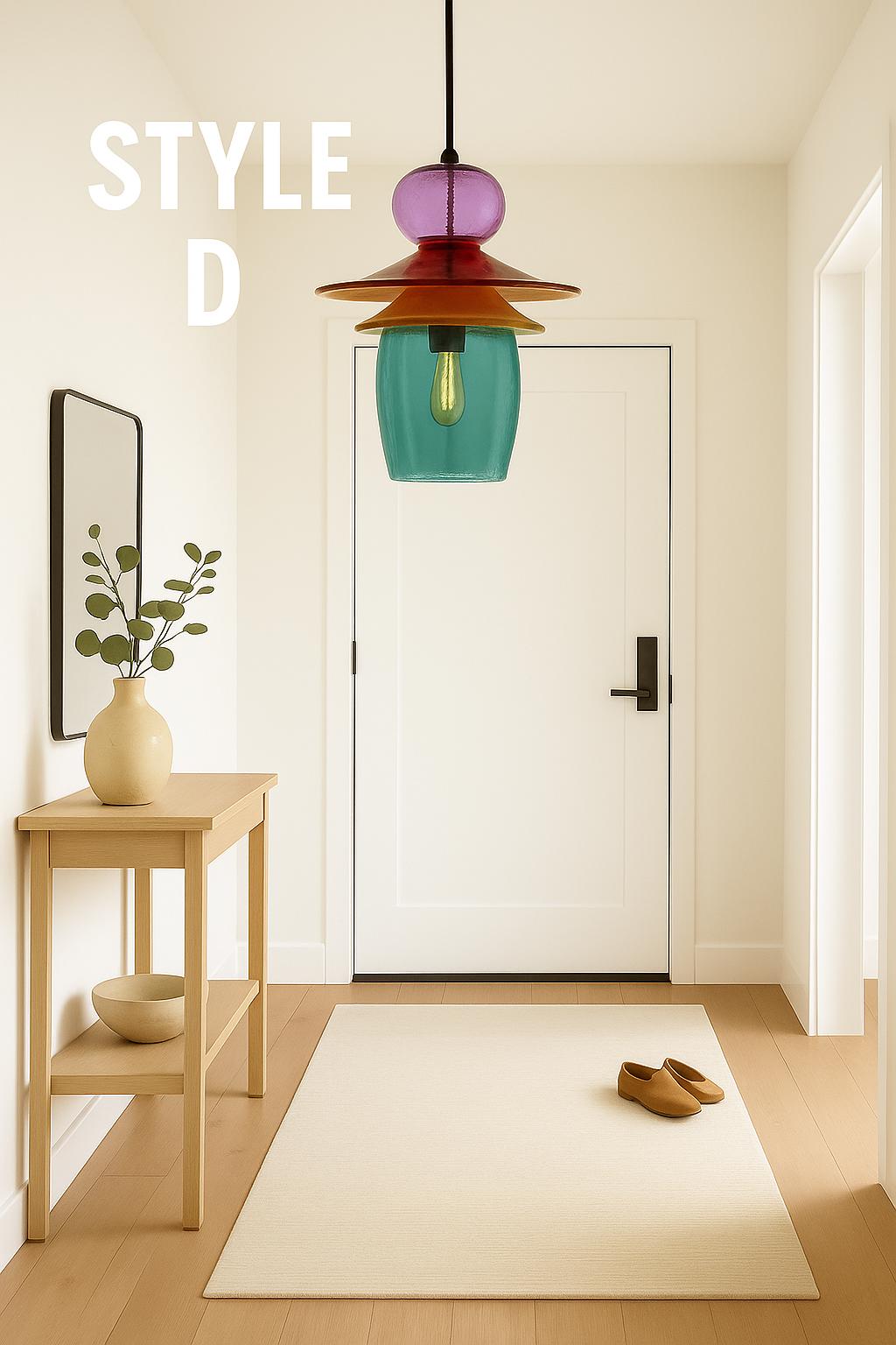 Handmade Layered Glass Pendant Light for Kitchen Island – Olive Amber Tangerine, Modern Boho Custom Lighting unique glass pendant design