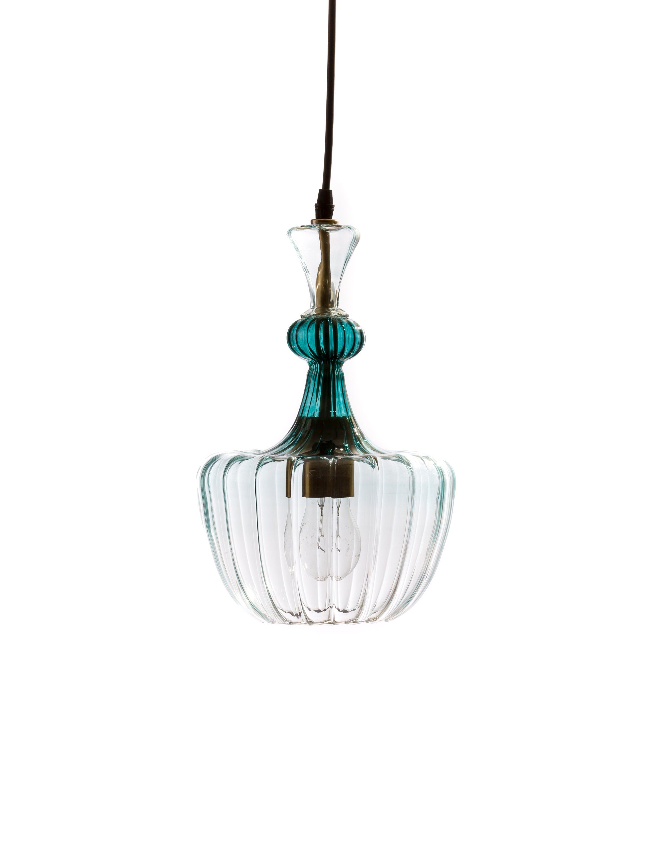 Teal Hand-Blown Glass Pendant Light – Artisan Kitchen Island Chandelier – Modern Dining Room Hanging Lamp – Custom Lighting Fixture Custom