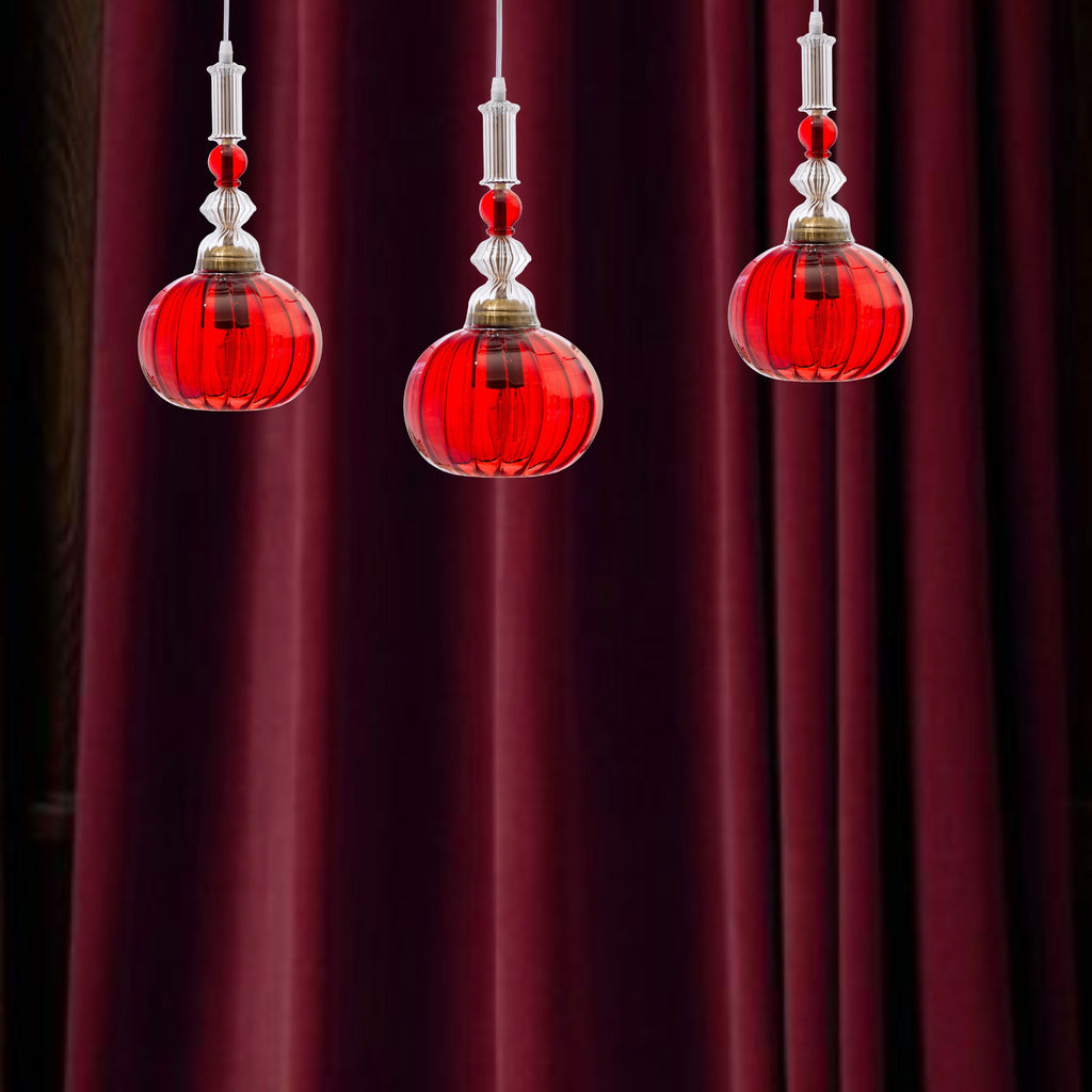 Dining Room Light Fixtures – Set of 3 Modern Blown Glass Pendant Lights-Customizable Artisan Glass Pendant Light