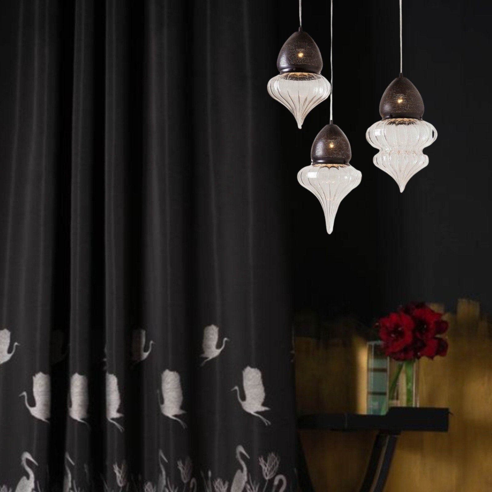 Set of 3 light pendant blown glass pendant ceiling lamp lighting pendant for kitchen Egypt glass bauble