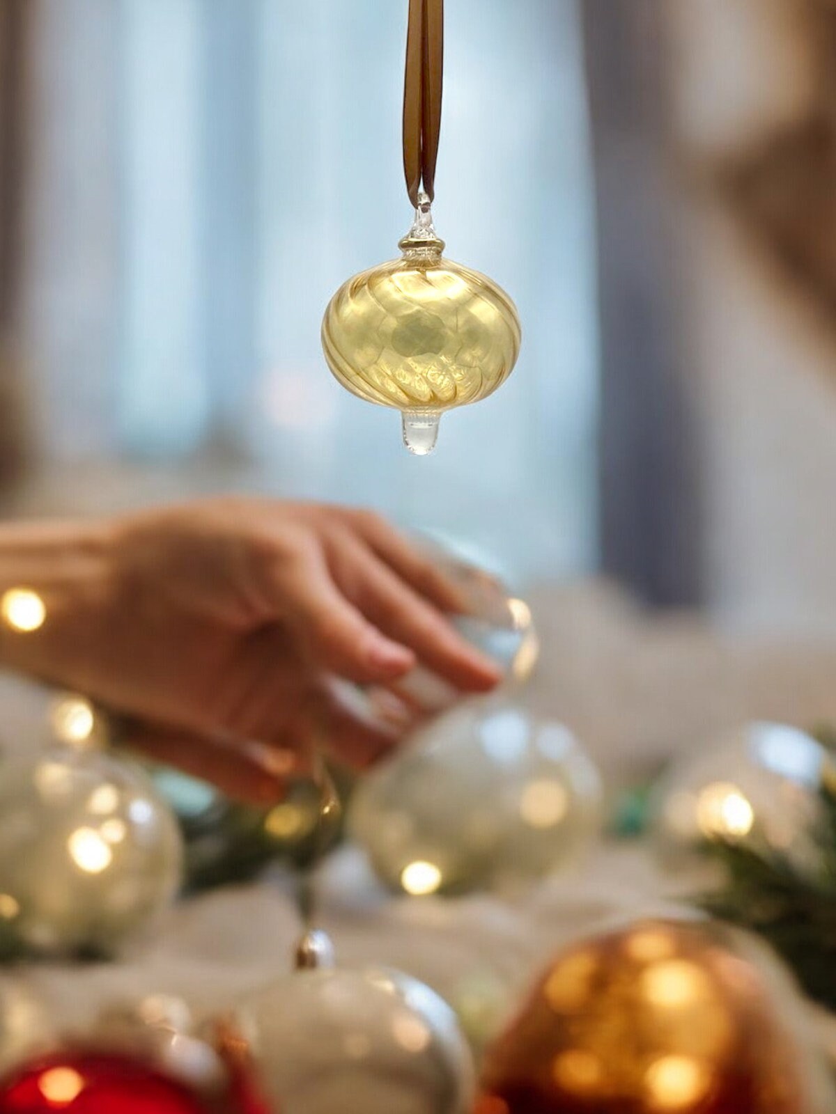 Festive Gold Christmas Ornaments - Hanging Decorations for Tree Topper - Cute Holiday Decor 2024