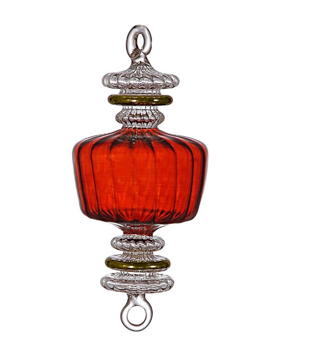 Blown Glass Christmas Tree Ornaments-Elegant Decorations for Xmas Lights -Hanging Ornaments with 14K Gold Accents- Christmas Tree topper -