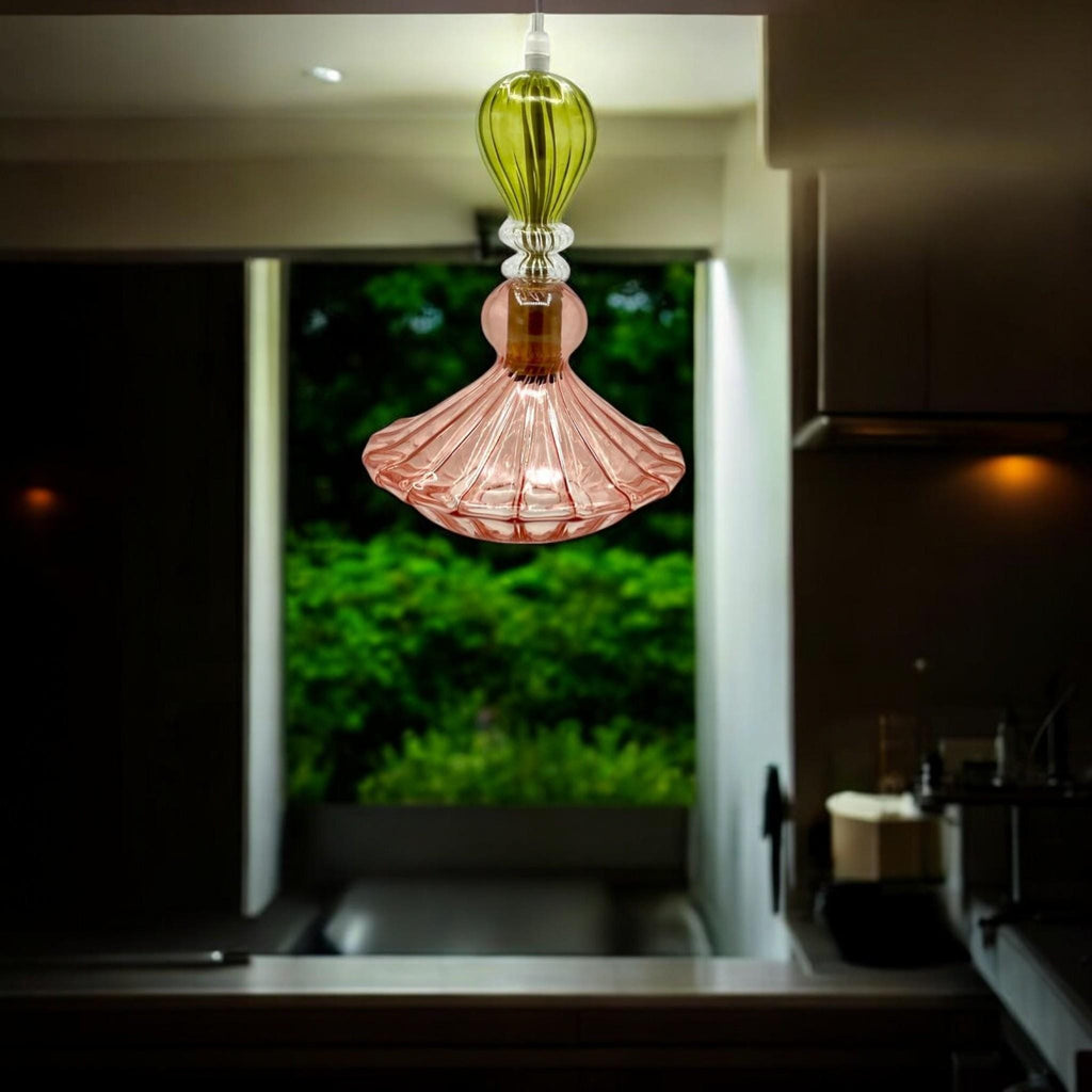 Artisan Handcrafted Pendant Light - Elegant Blown Glass Ceiling Fixture for a Stylish Touch