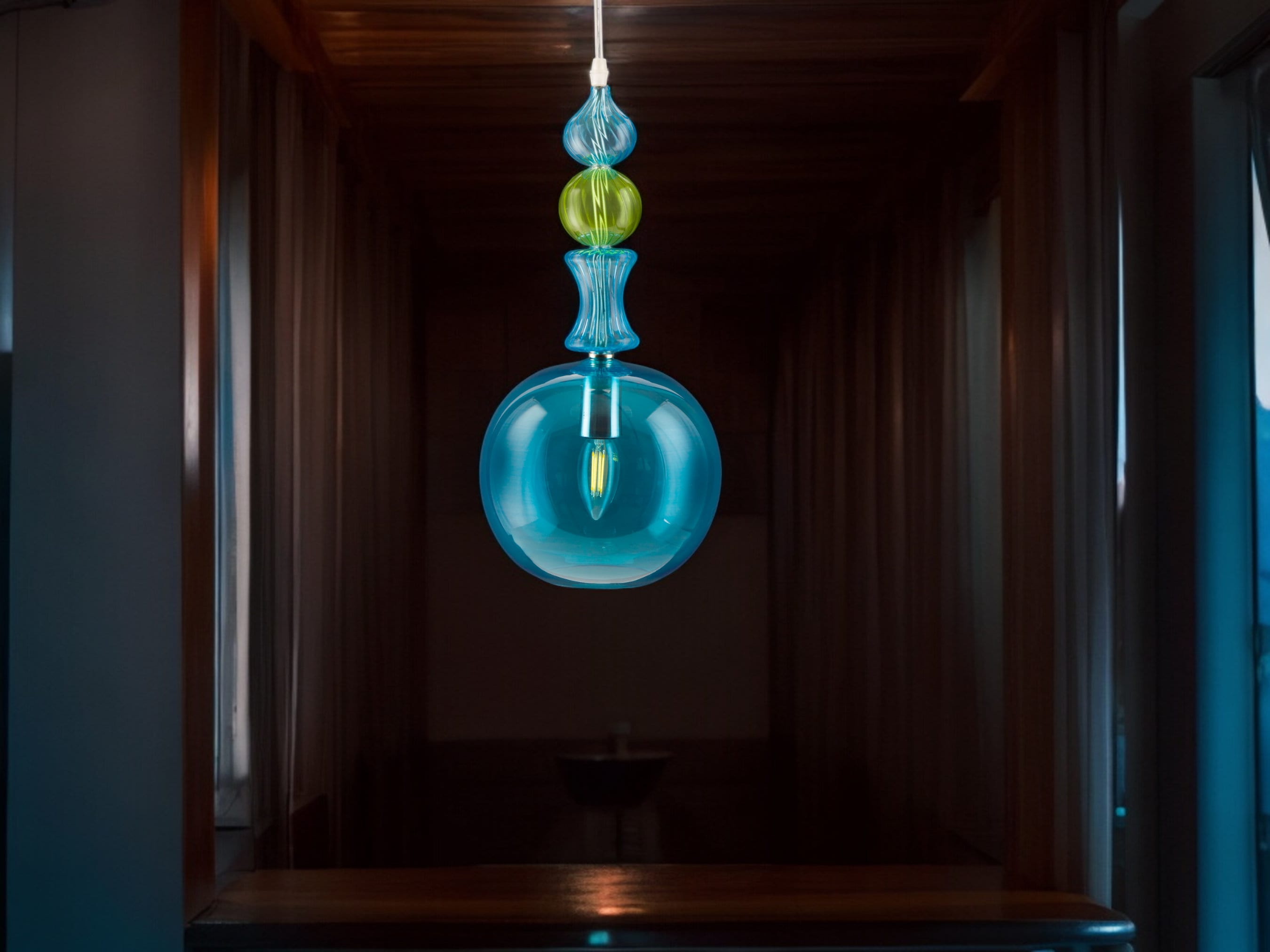 Artful Blown Glass Pendant Light - Luxury Kitchen & Dining Room Fixture - Unique Ceiling Lamp-Premium Handblown Glass Pendant Light
