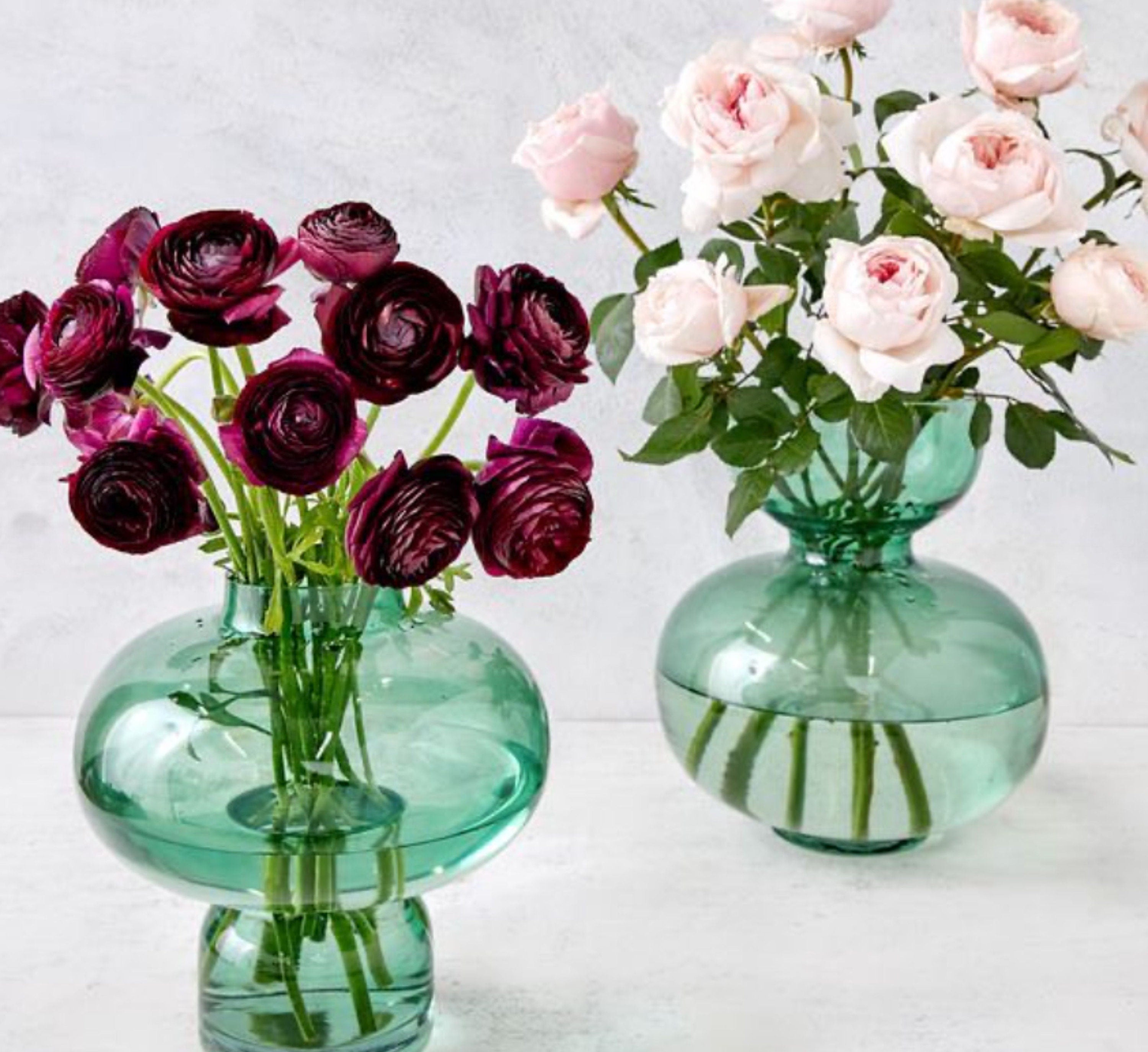 Elegant Hand-Blown Glass Vases - Vintage Art Deco Style in Stunning Colors - Unique Floral Decor Made with Lov