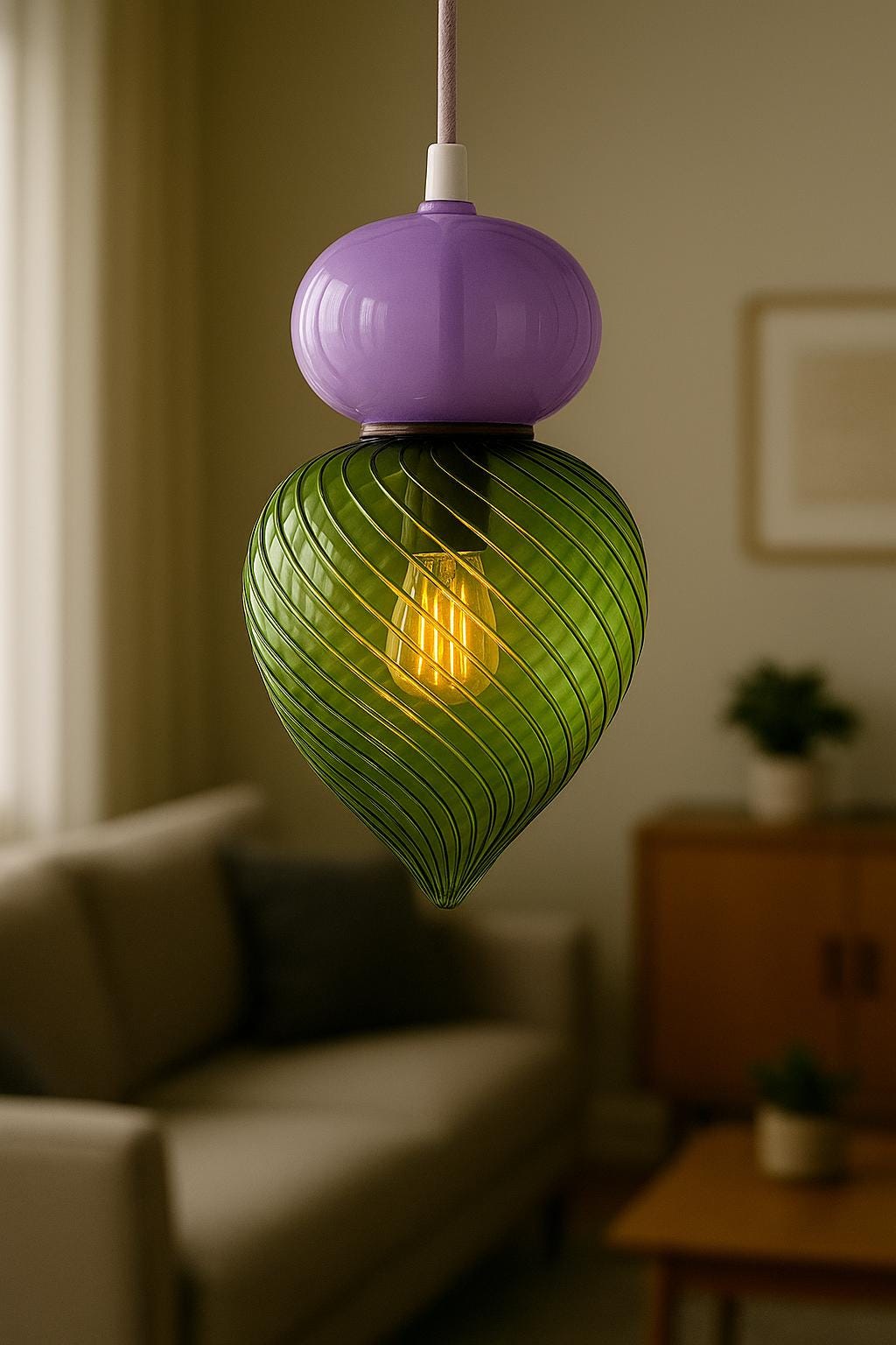 Elegant Handcrafted Glass Pendant Light for Dining & Kitchen – Modern Blown-Glass Ceiling Fixture  Handcrafted Glass - custmus Pendant Lamp