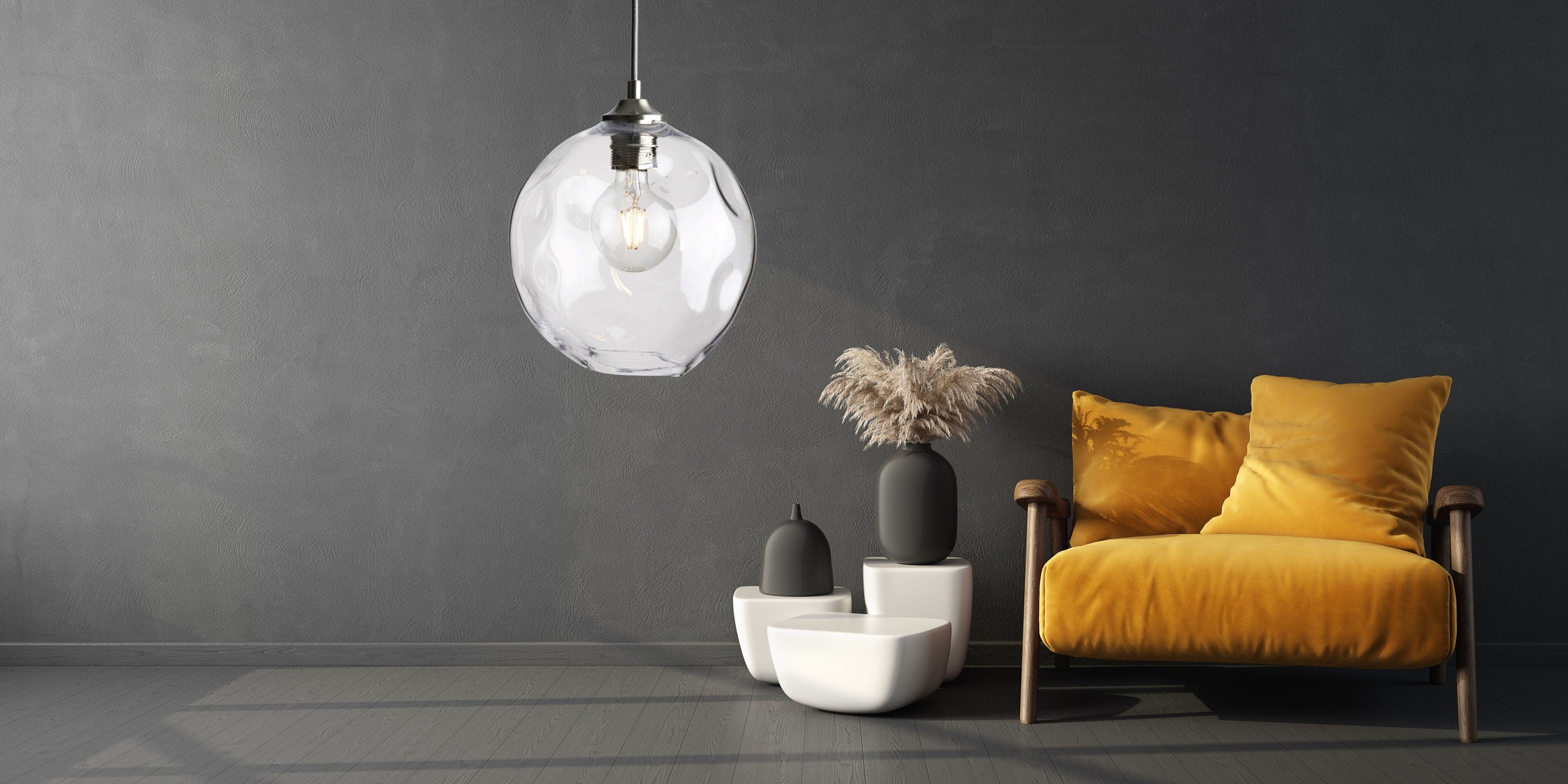 Glass Pendant Lights for Kitchen Island Hand Blown  Lighting for Kitchen Décor Lighting Fixtures  Living Space Décor Glass Ceiling Fixture