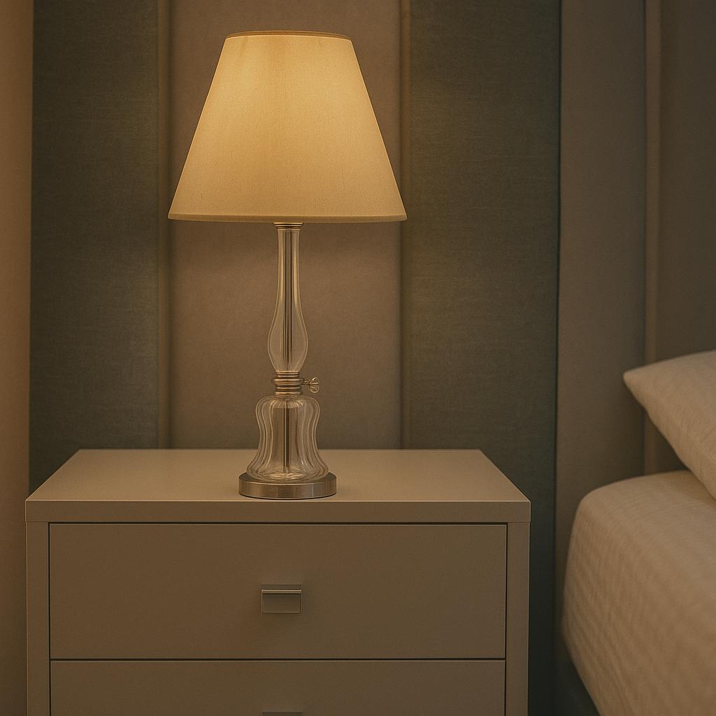 Handblown Glass Table Lamp – Modern Colored Accent Lighting – Unique Bedside Lamp – Custom Designs, 6 Colors – Home Office Decor