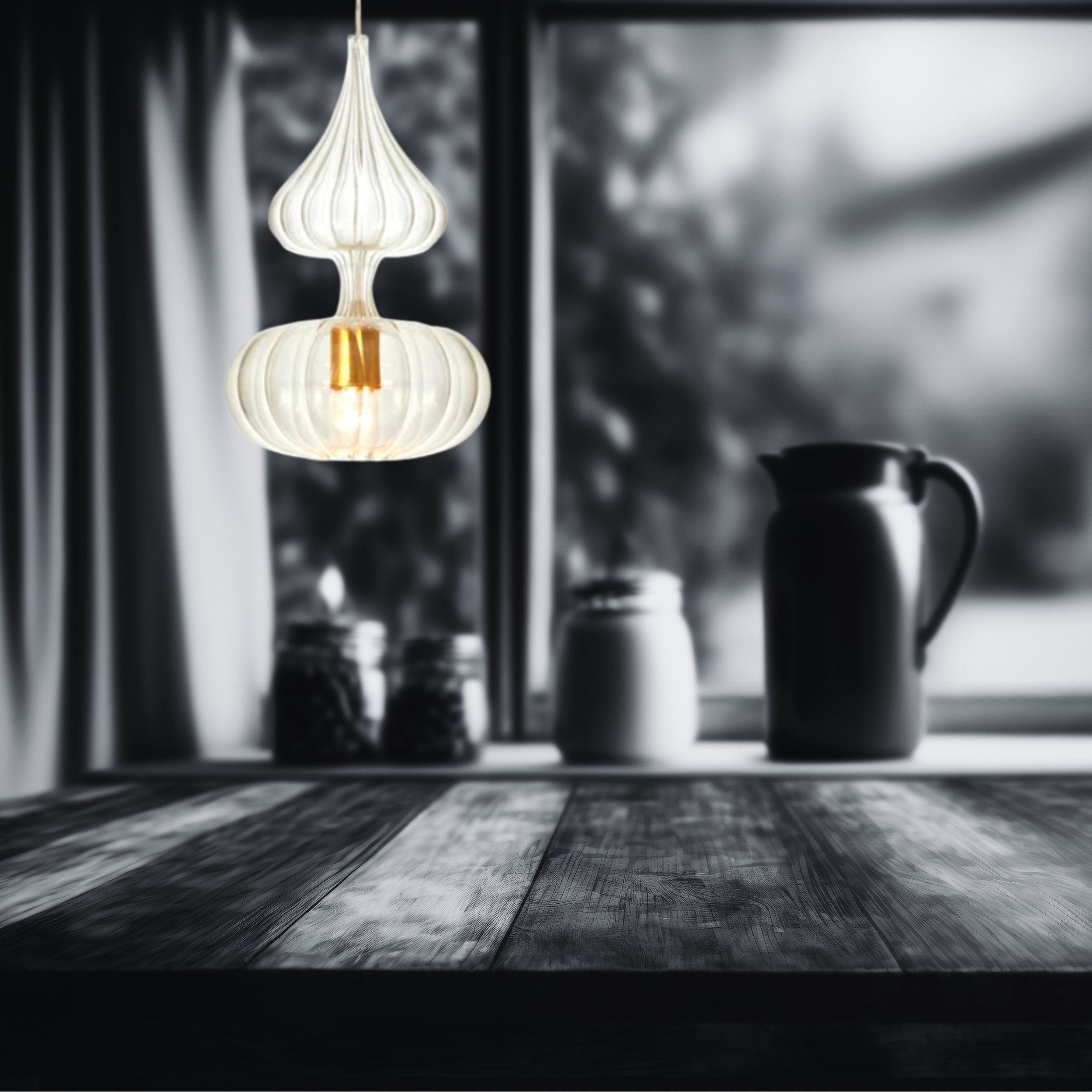 Blown Glass Pendant Light Lamp - Modern Kitchen & Dining Decor - Hanging Lamp Fixture