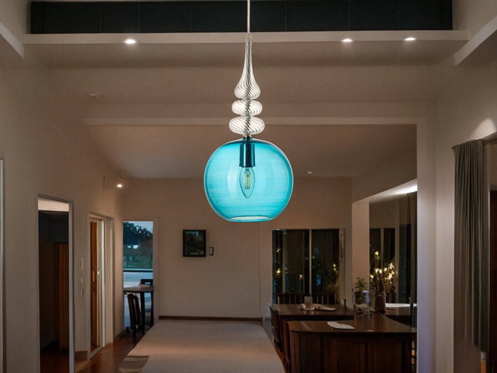 Custom Designed Glass Pendant Light - Exclusive Handcrafted Pendant Light-Chic Kitchen & Dining Room Decor - Ceiling Hanging Lamp-