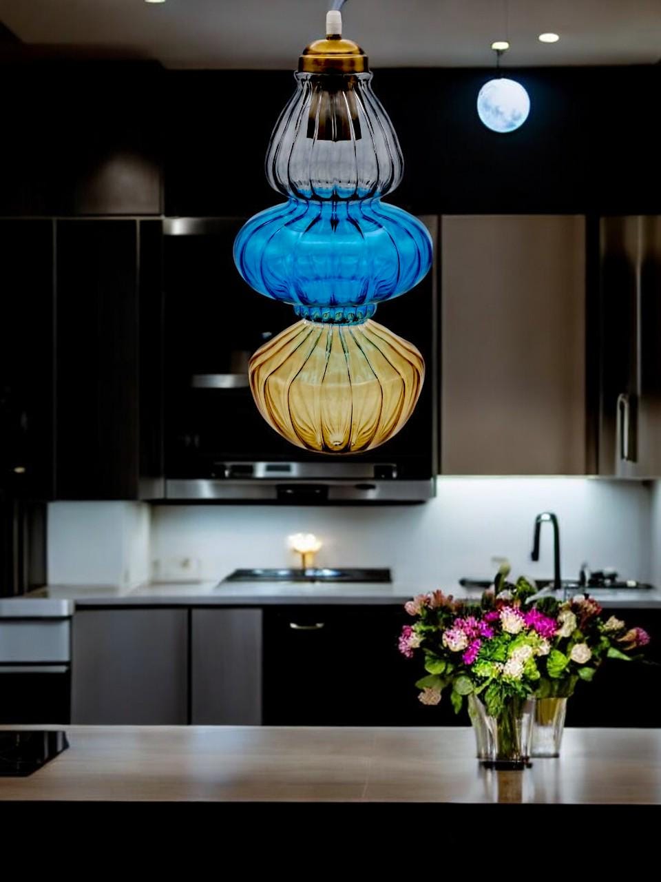 Colorful Blown Glass Pendant Light for  Living Room Modern Custom Ceiling Fixture Artisan Hanging Light Handmade Decoration, Chandelier