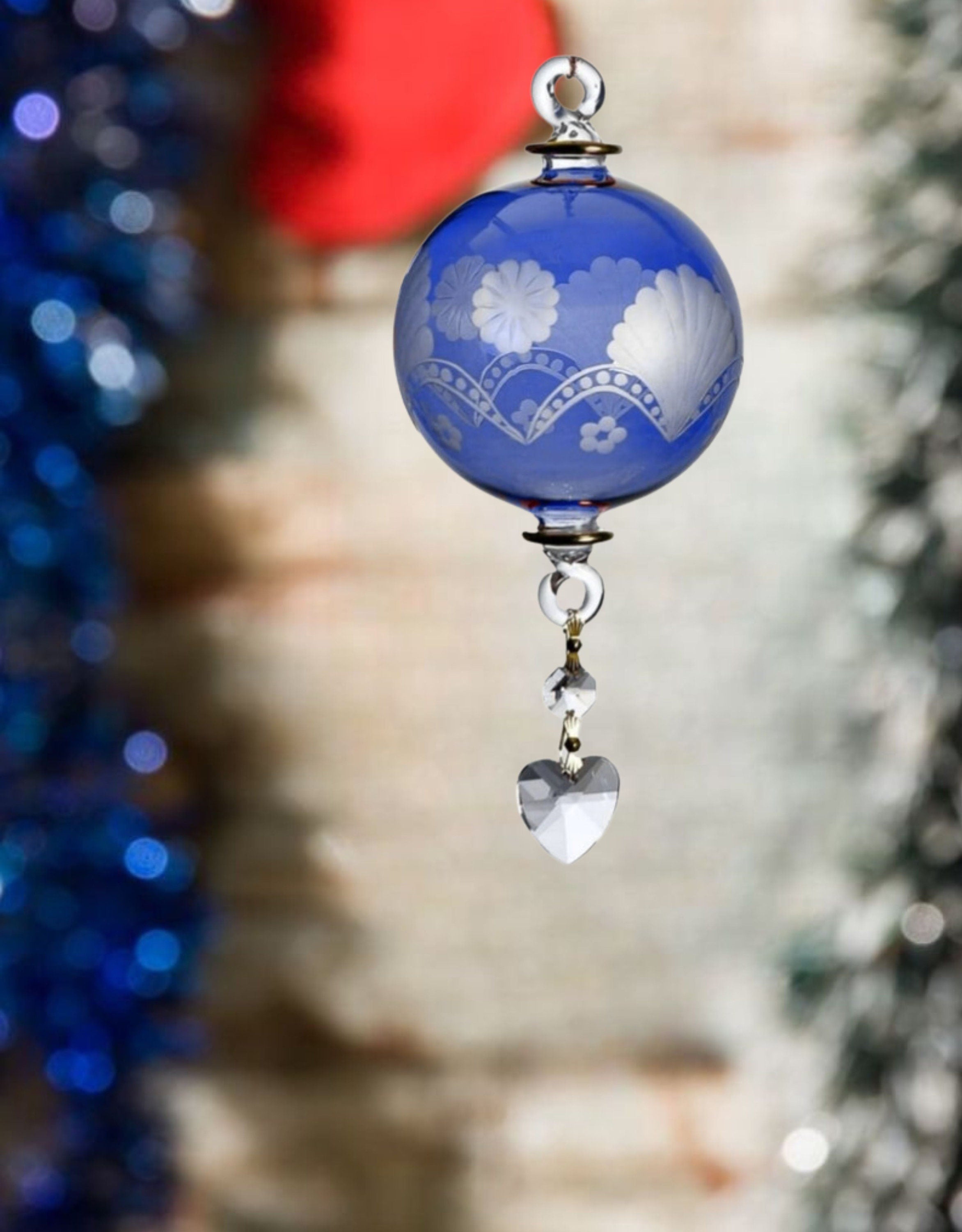 Engraved Blue Egypt Glass Christmas Ornament Adorable Hanging ornament- Decorative tree topper- Xmas Balls Christmas Tree Decorations 2023