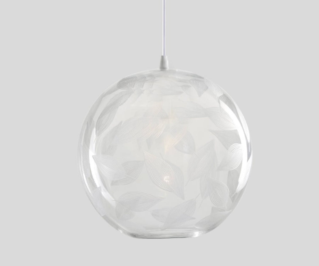 Artisan Handblown Glass Pendant Light – Providence Chandelier Lamp for Kitchen Decor– Custom Engraved Pendant Lamp – Modern Ceiling Light