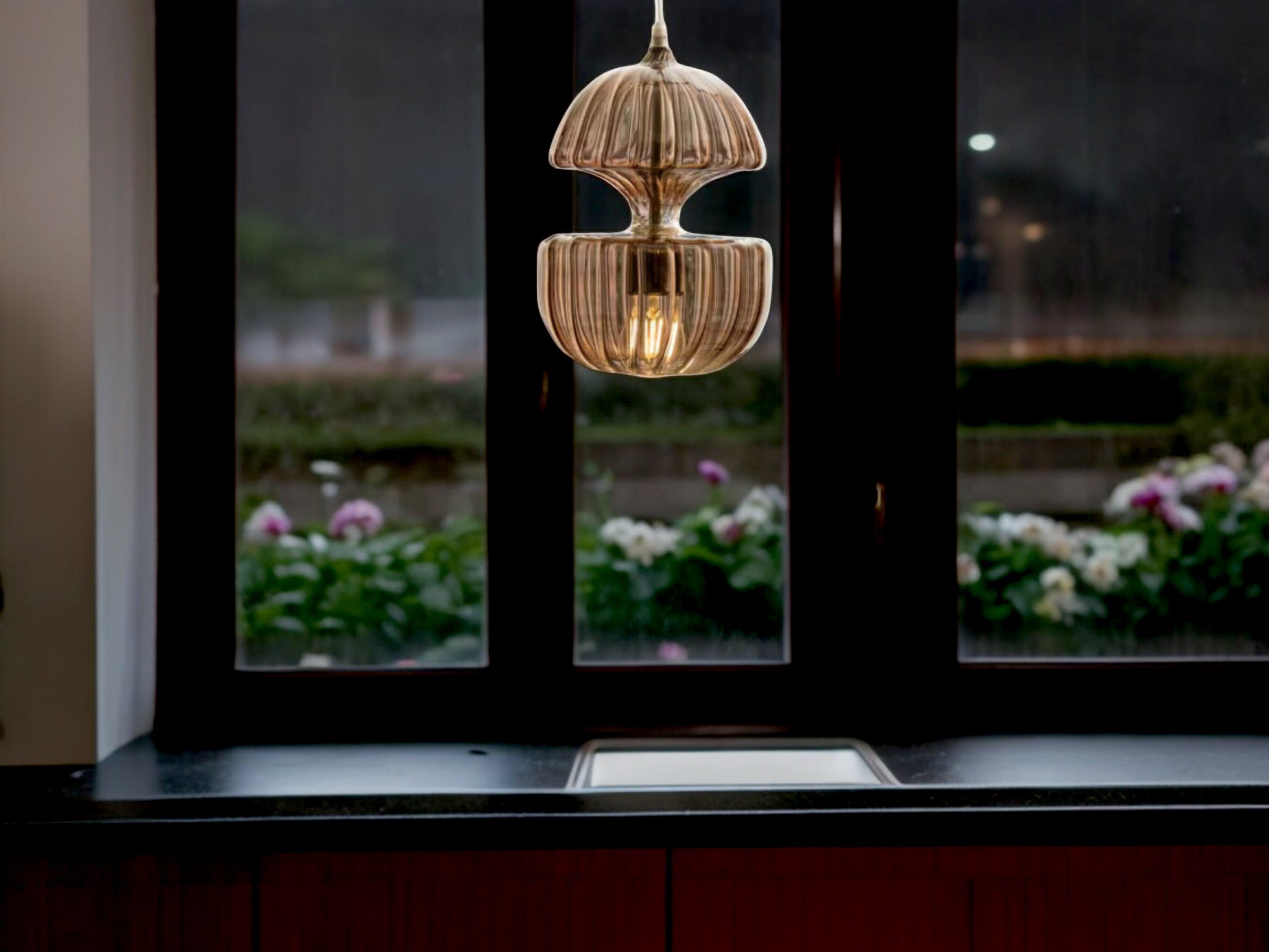 Artisan Handblown Glass Pendant light - Modern Kitchen Island Lighting - Contemporary Ceiling Light - Handmade Kitchen decoration