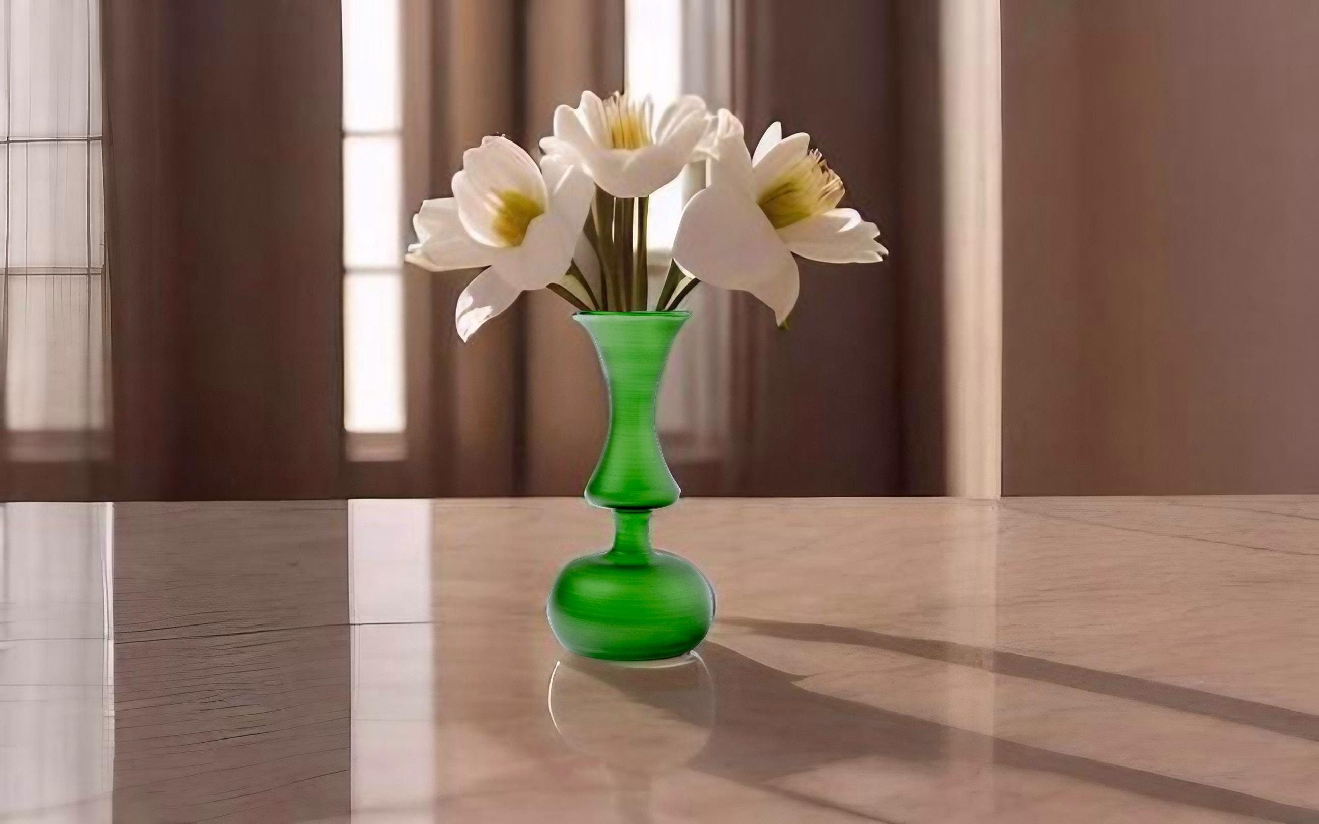Handblown Art Deco Vase – Vintage Colored Glassware – Unique Flower Vase – Blown Glass Home Decor
