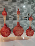 Arabic SPHERE Red GLASS VASE Set of 3