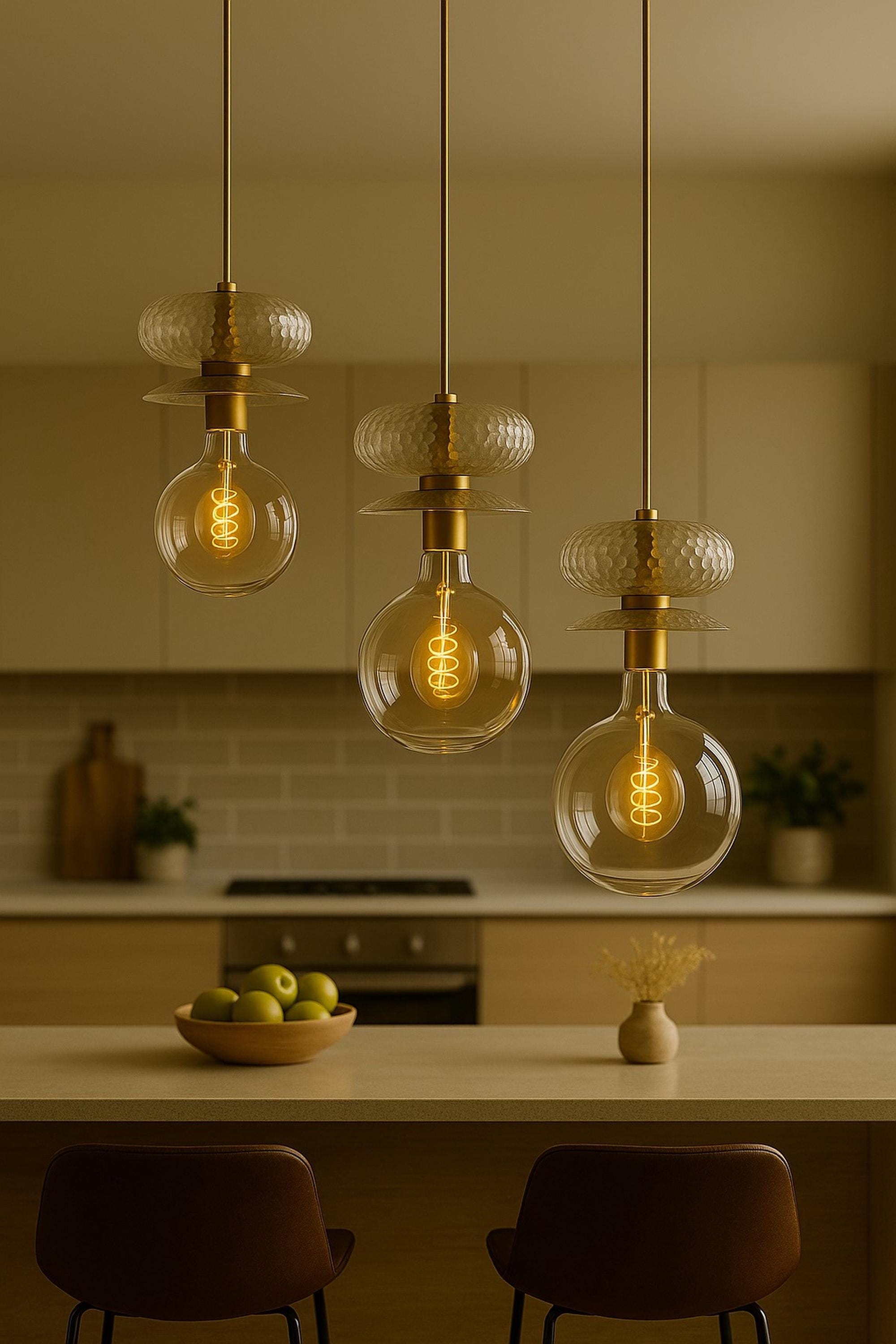 Glass Pendant Light Globe Ceiling Lamp Modern Brass Fixture Custom Kitchen Lighting Dining Room Island Living Room Decor