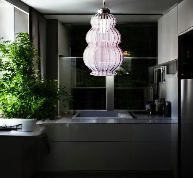 Exquisite Blown Glass Pendant - One-of-a-Kind Luxury Lighting Design for Any Space"