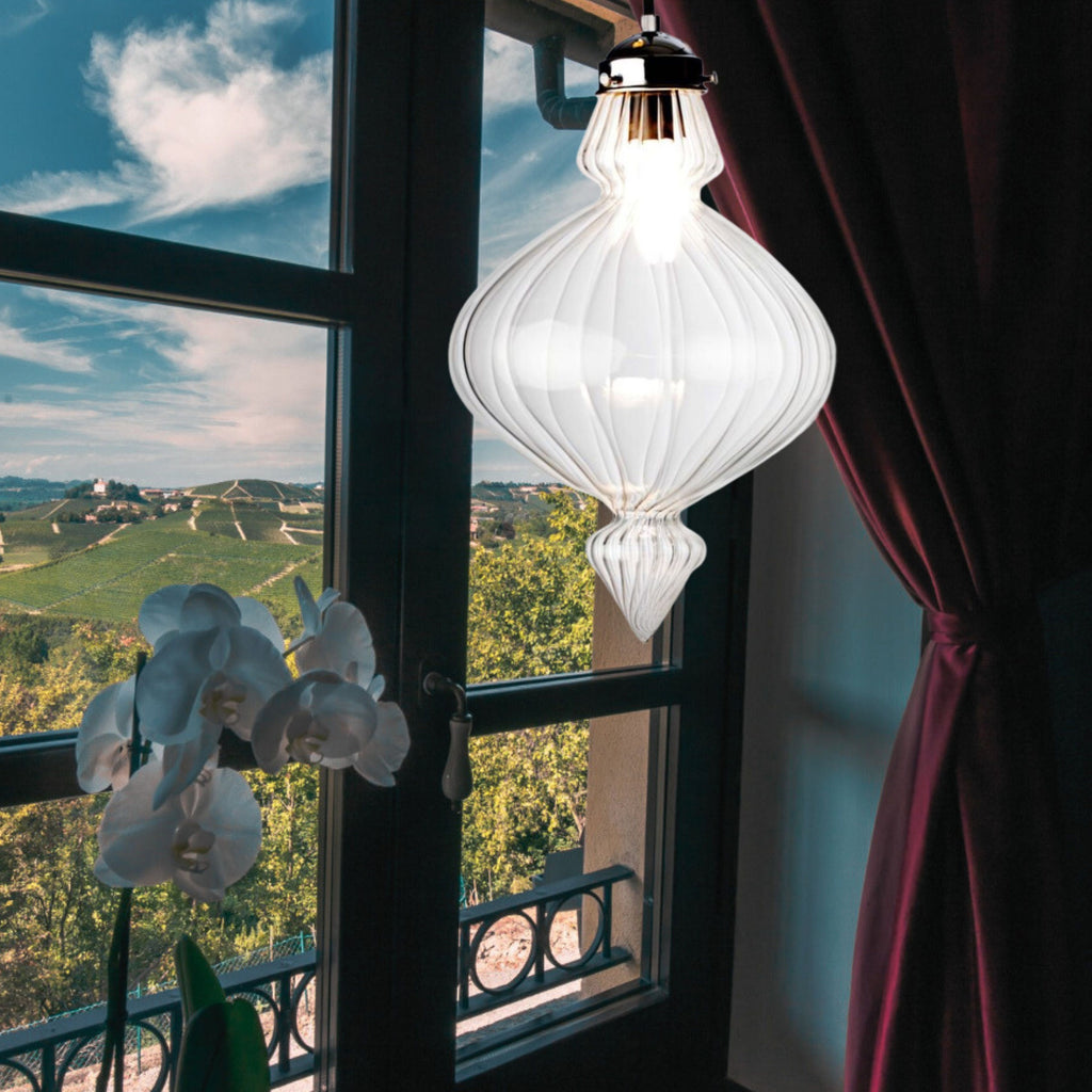 Elegant Blown Glass Pendant Light for Modern Spaces - Perfect Kitchen & Dining Room Decoration, Hanging lamp for Dining room