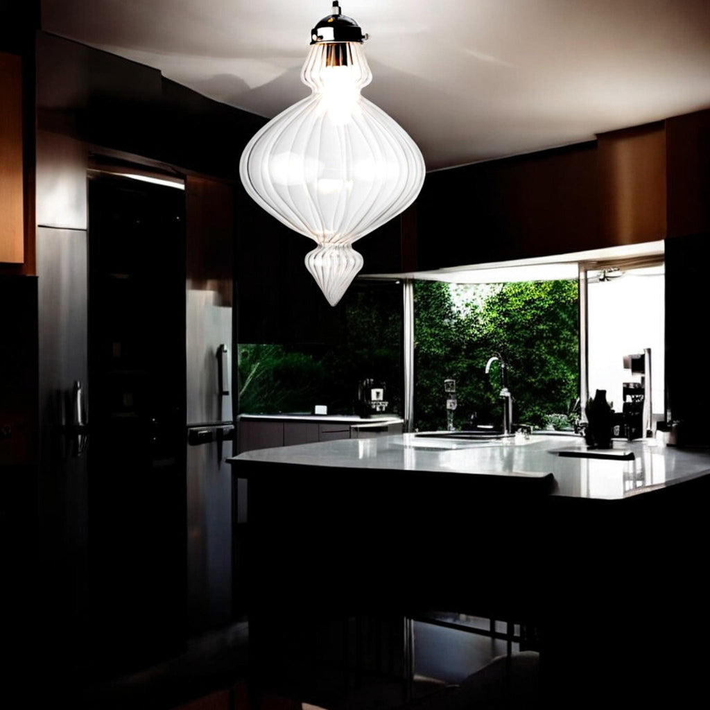 Elegant Blown Glass Pendant Light for Modern Spaces - Perfect Kitchen & Dining Room Decoration, Hanging lamp for Dining room