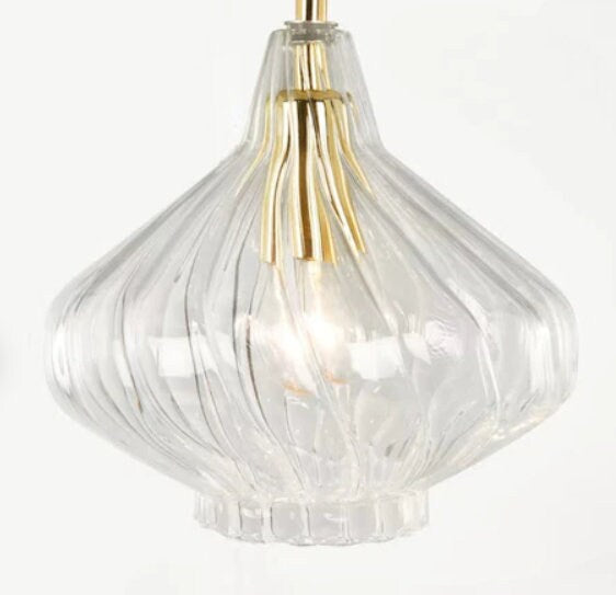 Blown Glass Pendant light - Custom Kitchen Island Fixture - Elegant Dining Room Lighting