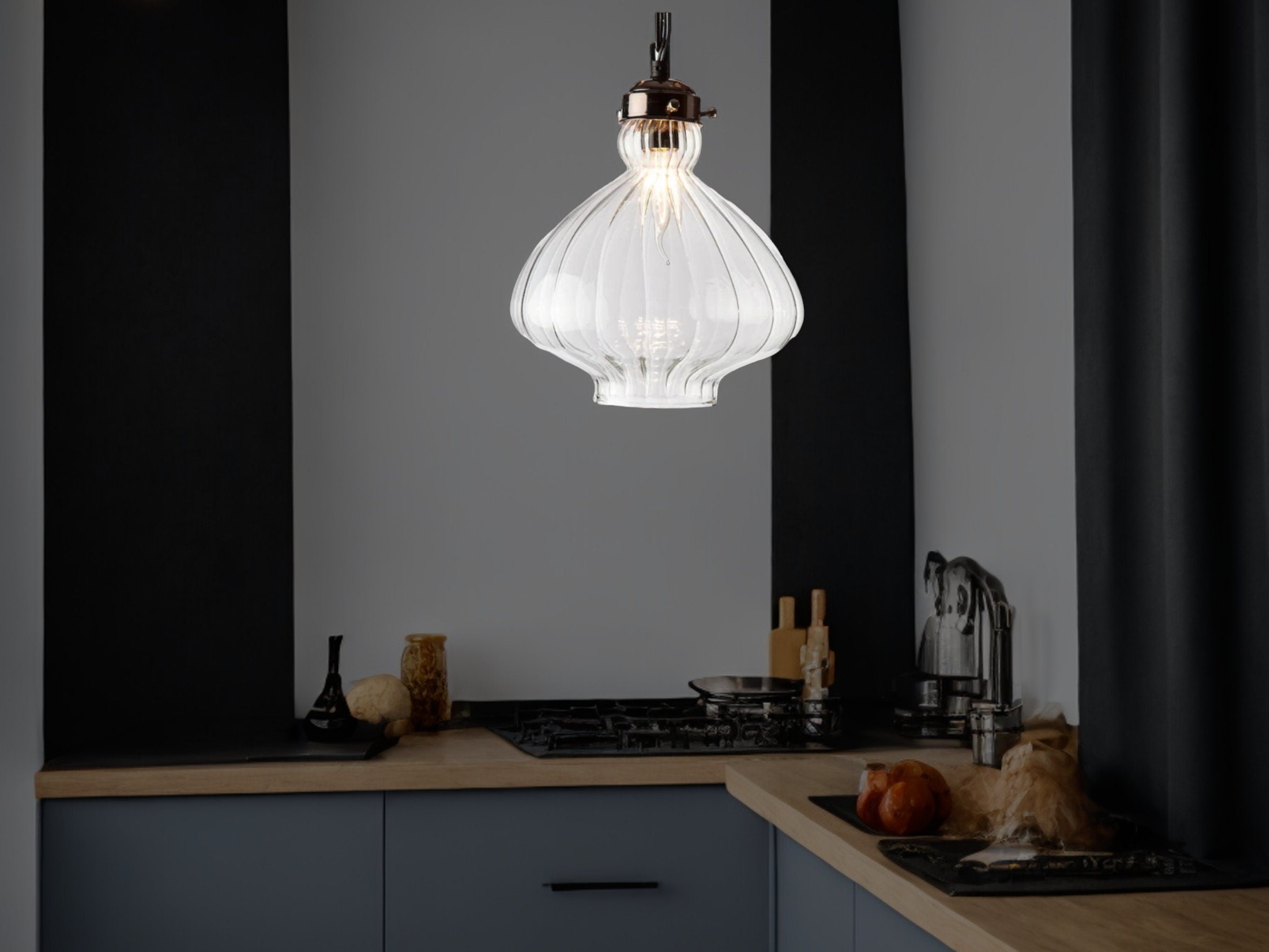 Contemporary Kitchen Glass Pendant Light, Elegant Blown glass  pendant Light ,Blown Glass Light Fixtures, Kitchen light Decoration