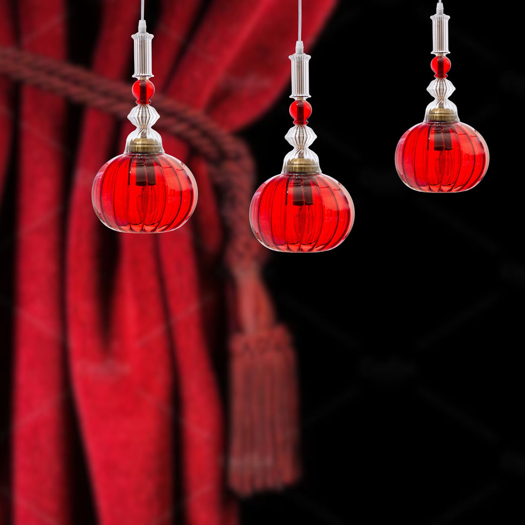 Dining Room Light Fixtures – Set of 3 Modern Blown Glass Pendant Lights-Customizable Artisan Glass Pendant Light