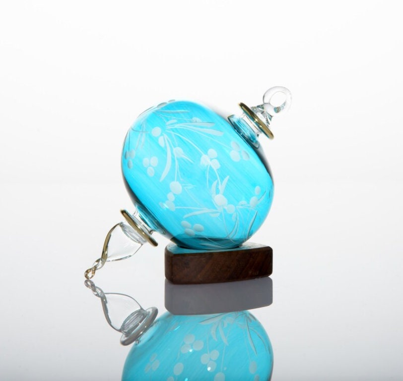 Christmas Turquoise  Balls Ornaments  - Hanging Blown Glass Ornaments - Engraved Glass Egyptian ornament-perfect  Christmas gift