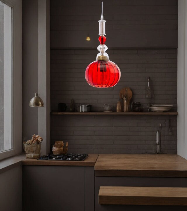 Elegant Handblown Glass Pendant - Chic Ceiling Light - Artisan Kitchen Island Lighting-Customizable  blown glass pendant
